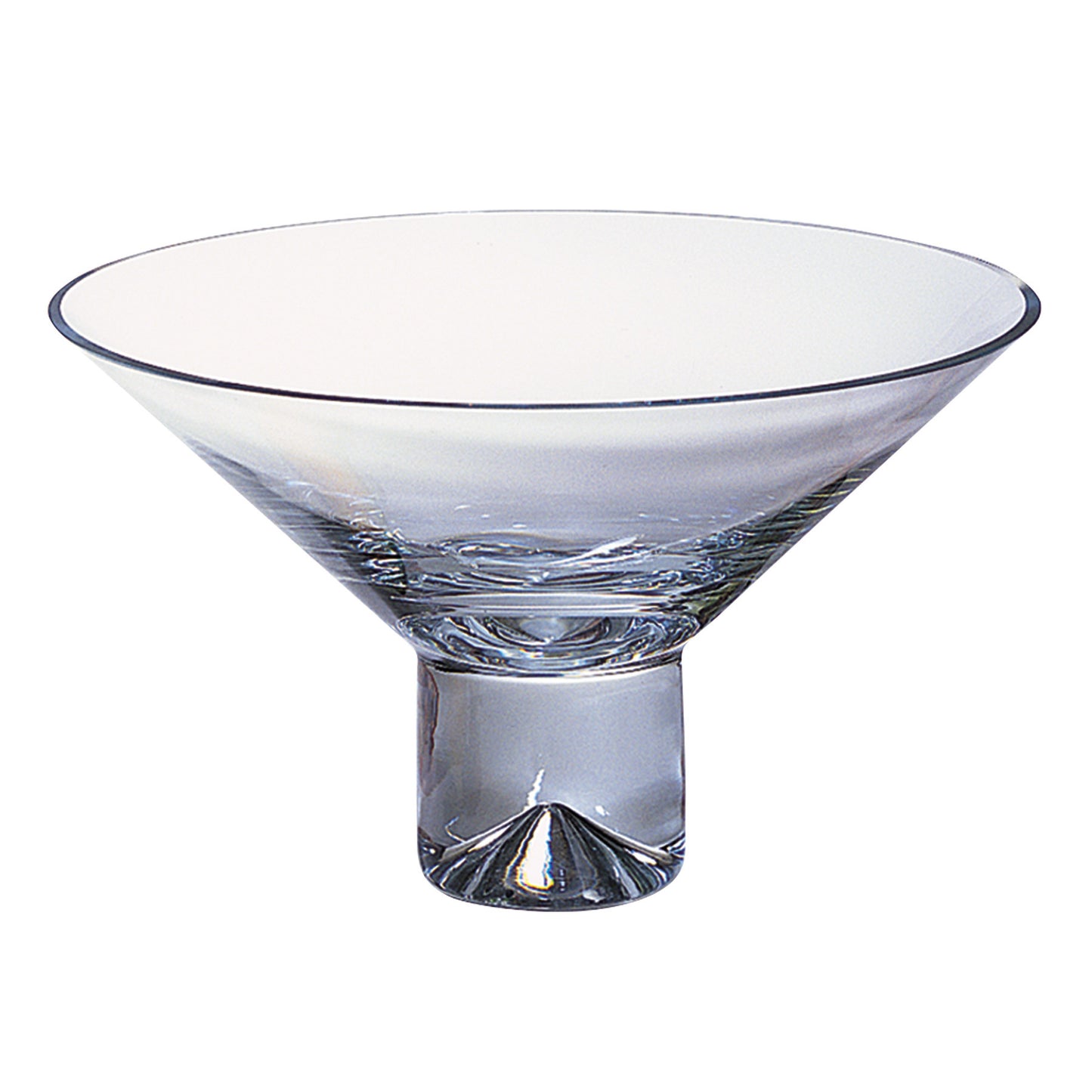 Clear Mouth Blown Crystal Round Pedestal Centerpiece Bowl