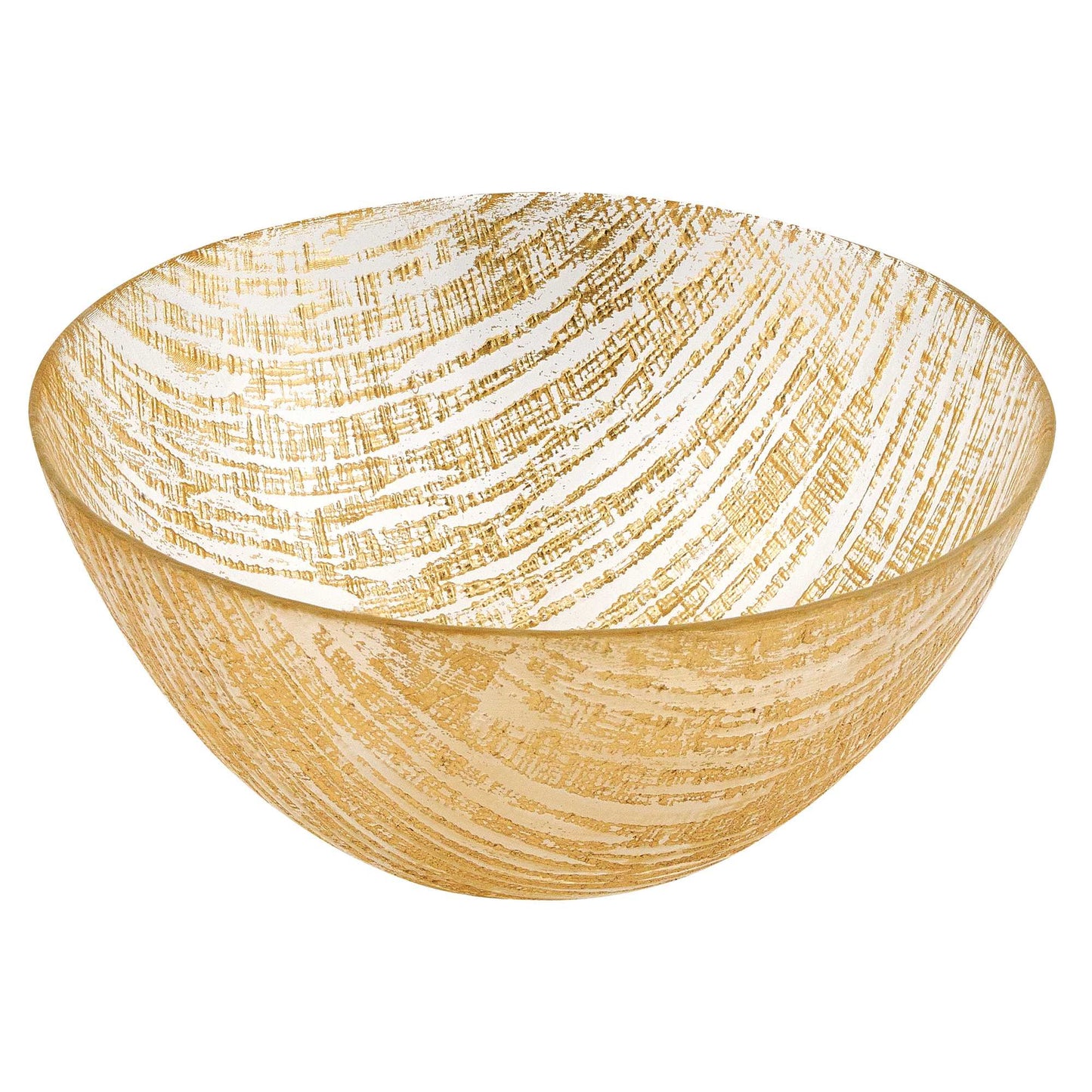 Hand Crafted Glass Gold Accent Salad Or Serving Bowl