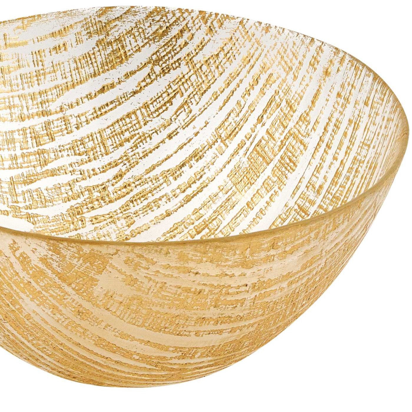 Hand Crafted Glass Gold Accent Salad Or Serving Bowl