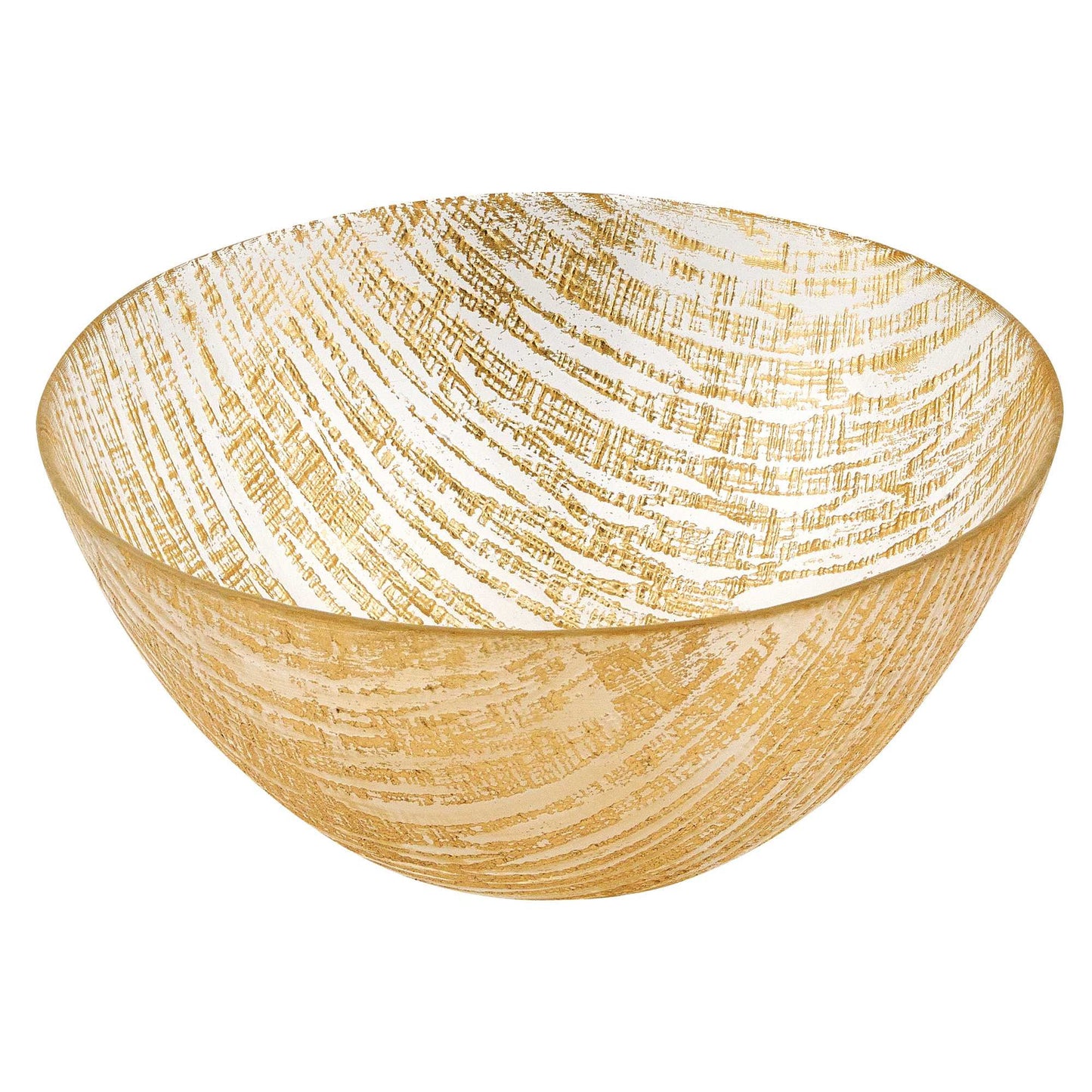 Hand Crafted Glass Gold Accent Salad Or Serving Bowl