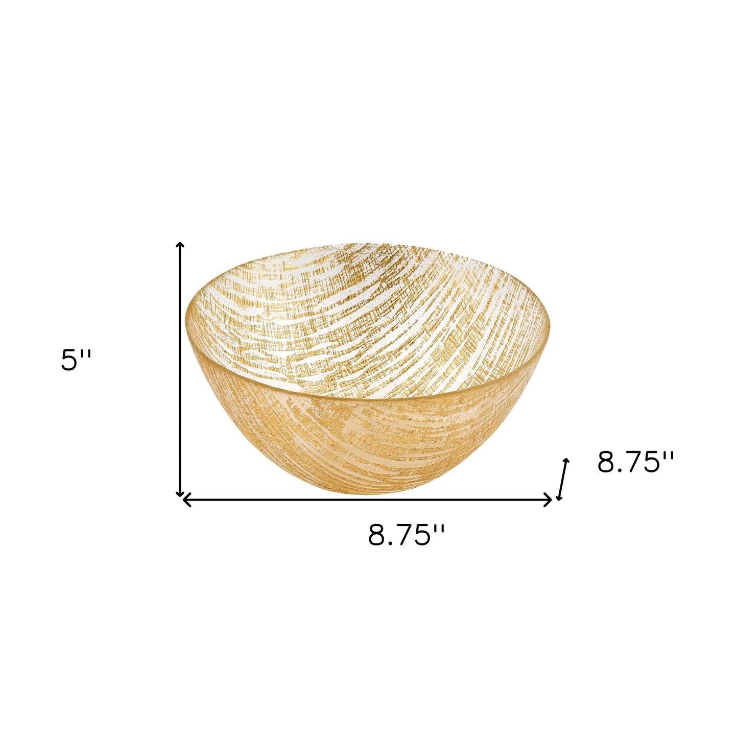 Hand Crafted Glass Gold Accent Salad Or Serving Bowl