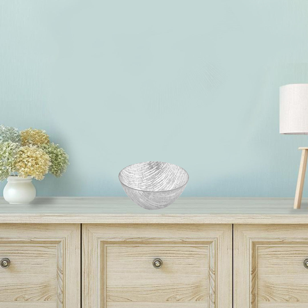 Clear And Silver Crystal Round Serving Bowl