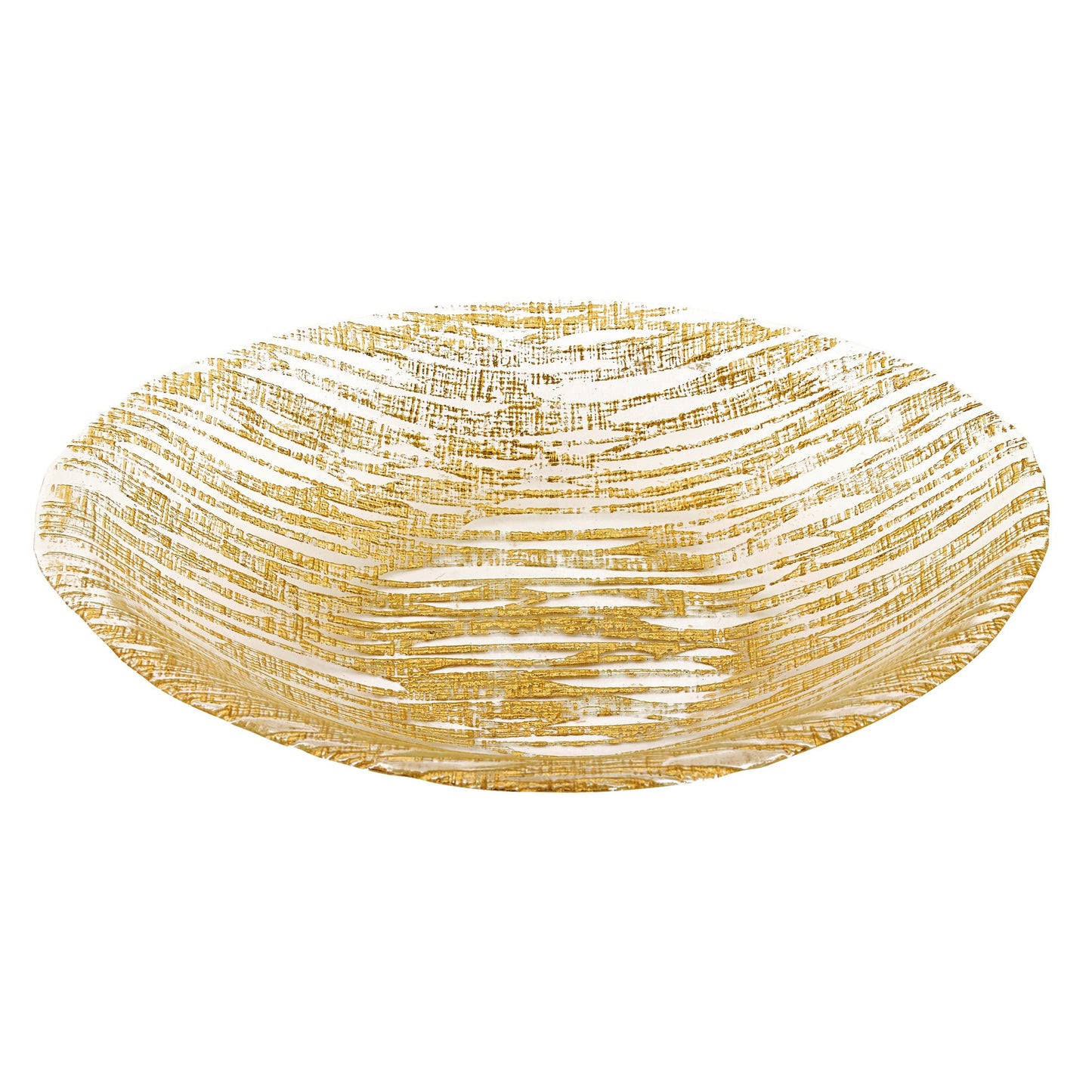 Hand Crafted Glass Oval Gold Salad Or Centerpiece Bowl