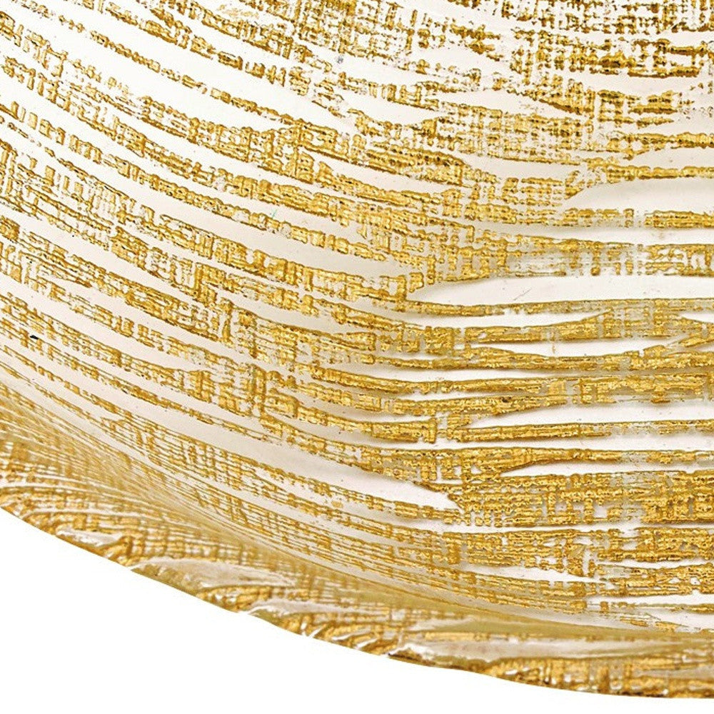 Hand Crafted Glass Oval Gold Salad Or Centerpiece Bowl