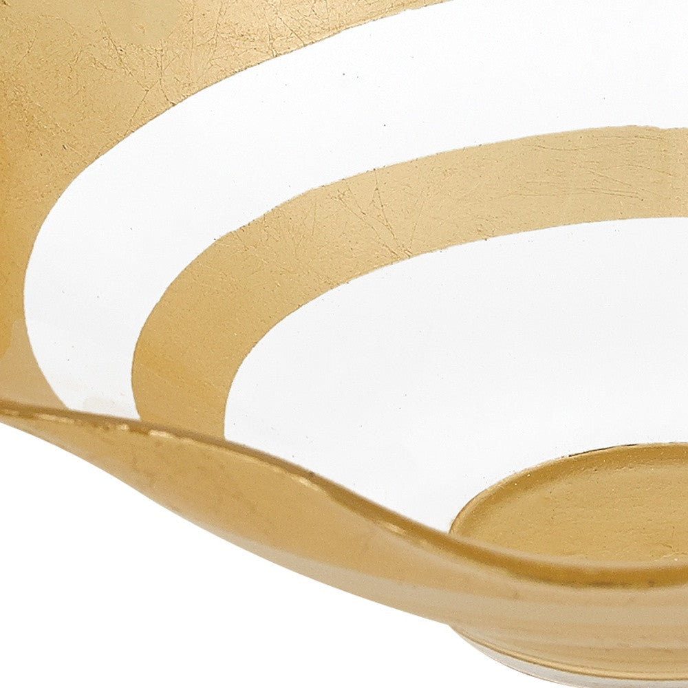 Clear and Gold Glass Round Ruffle Centerpiece Bowl