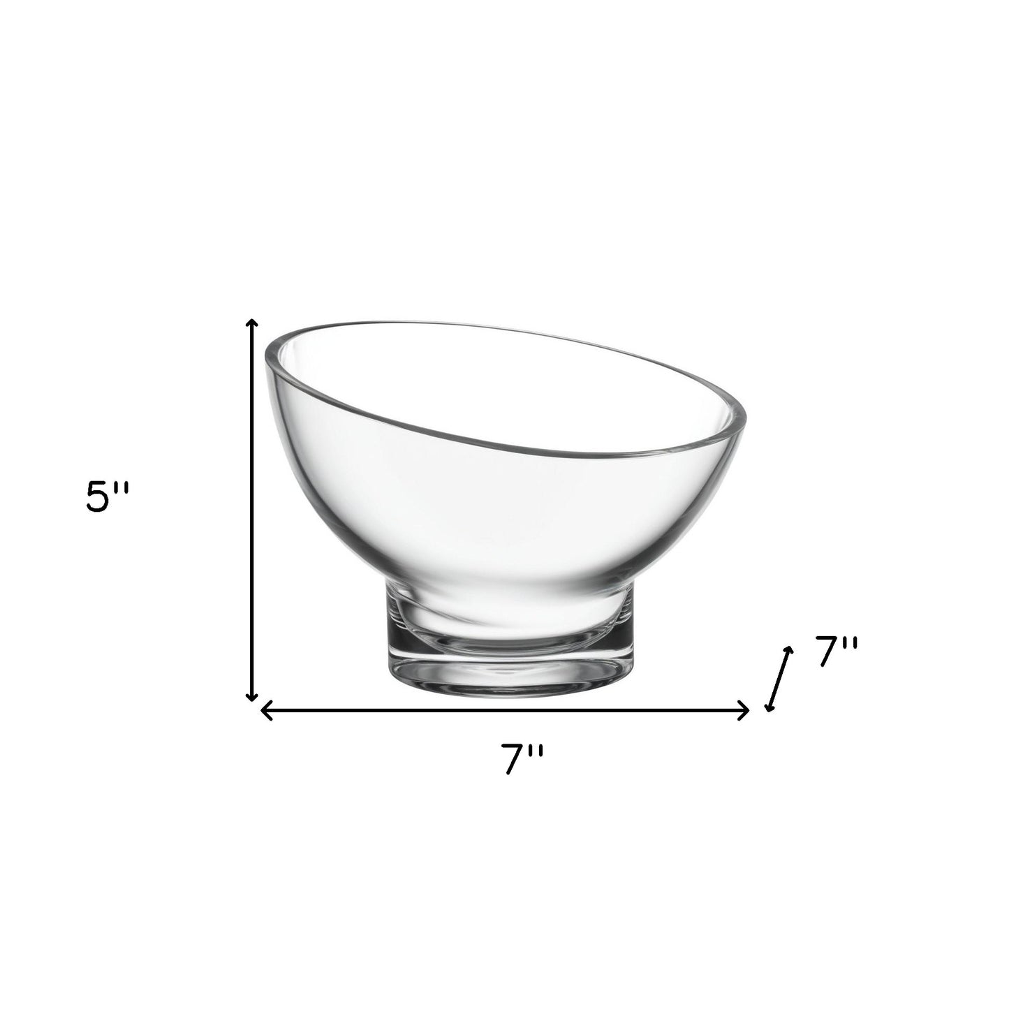 Clear Mouth Blown Slant Edge Glass Candy Bowl