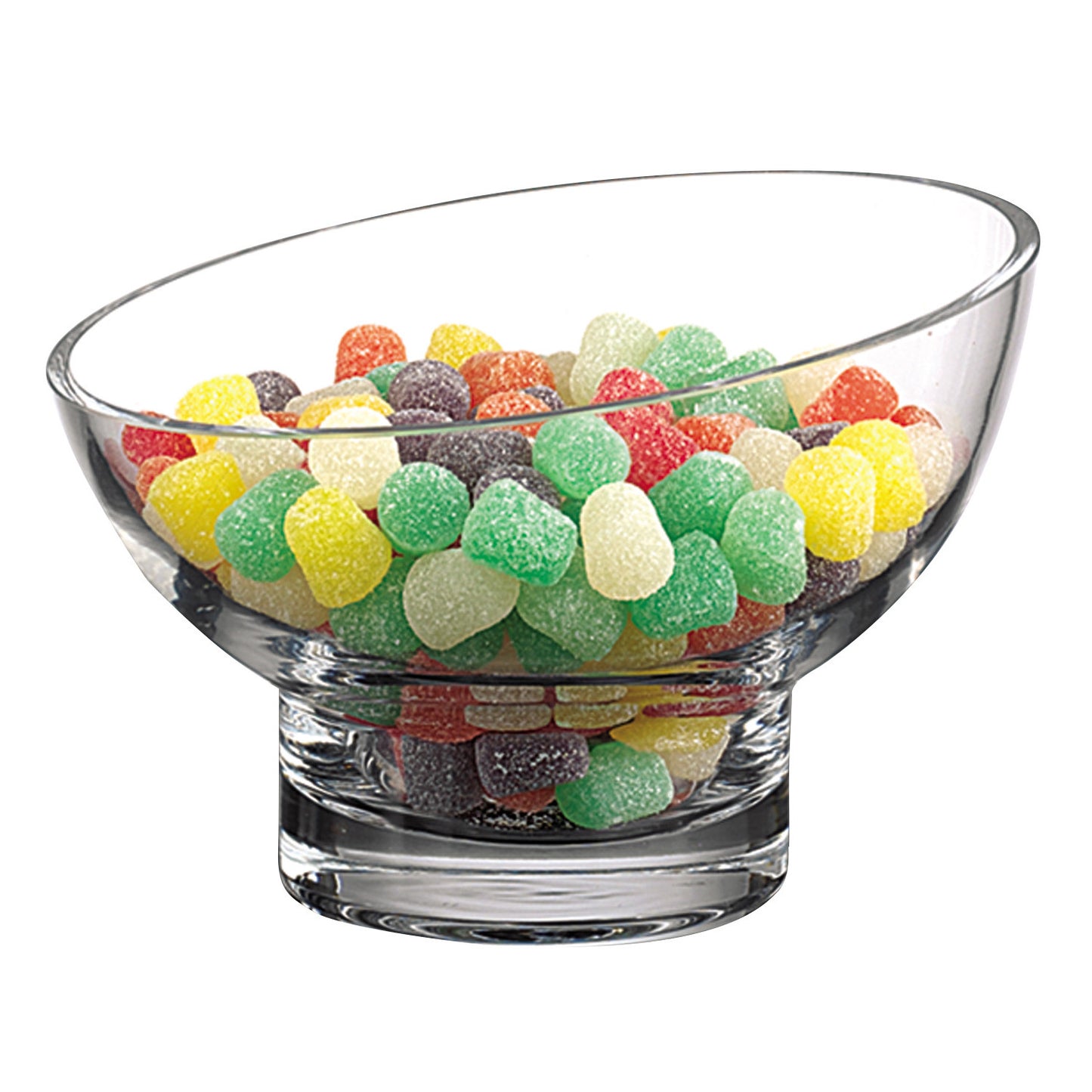 Clear Mouth Blown Slant Edge Glass Candy Bowl