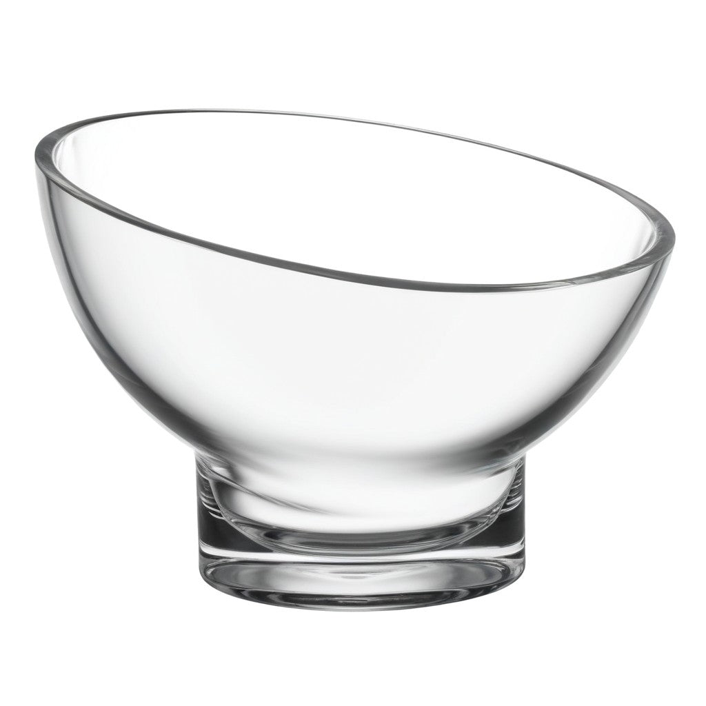 Clear Mouth Blown Slant Edge Glass Candy Bowl