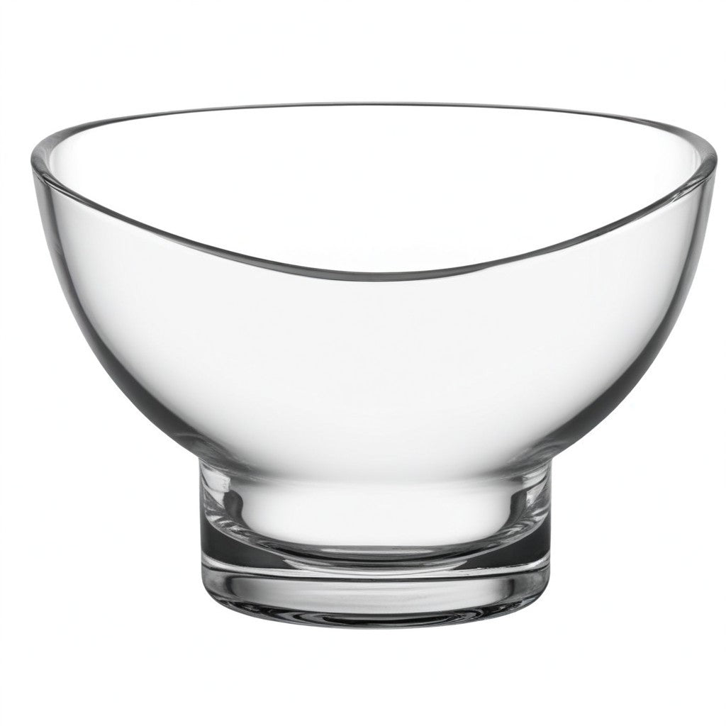 Clear Mouth Blown Slant Edge Glass Candy Bowl