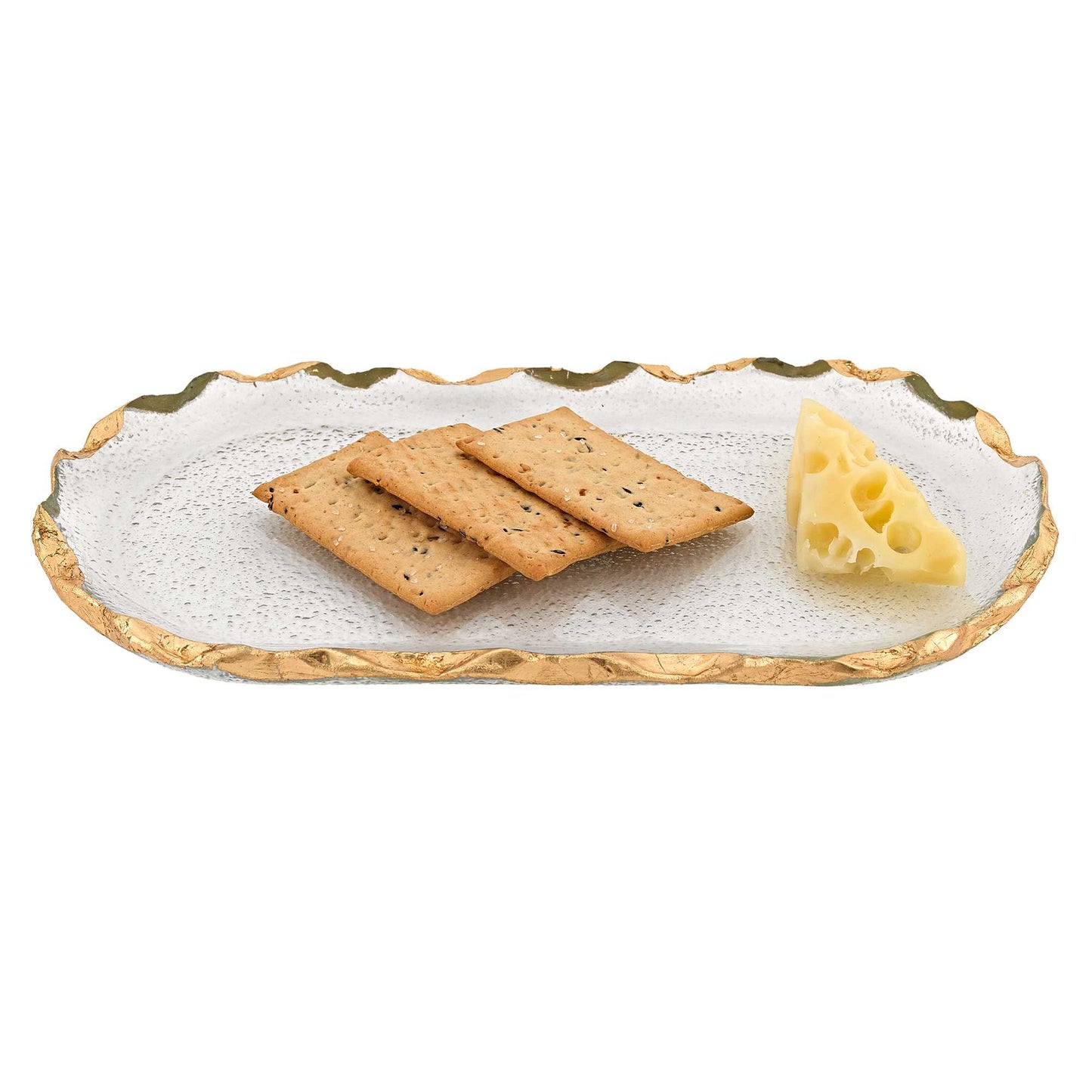 Glass Oval Edge Gold Leaf Platter