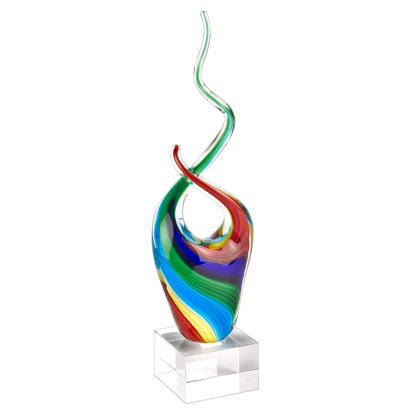 Clear Red Blue Yellow Murano Glass Modern Abstract Tabletop Sculpture