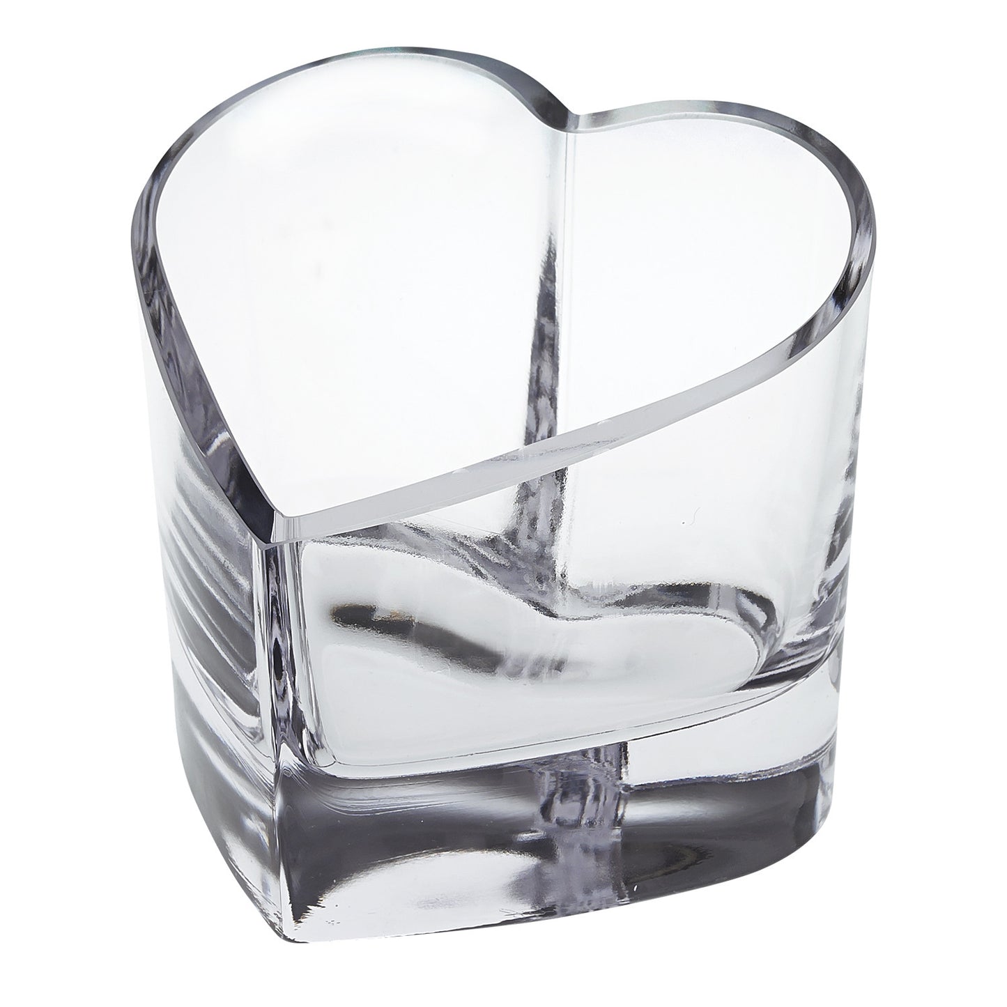 Clear Mouth Blown European Crystal Heart Bowl