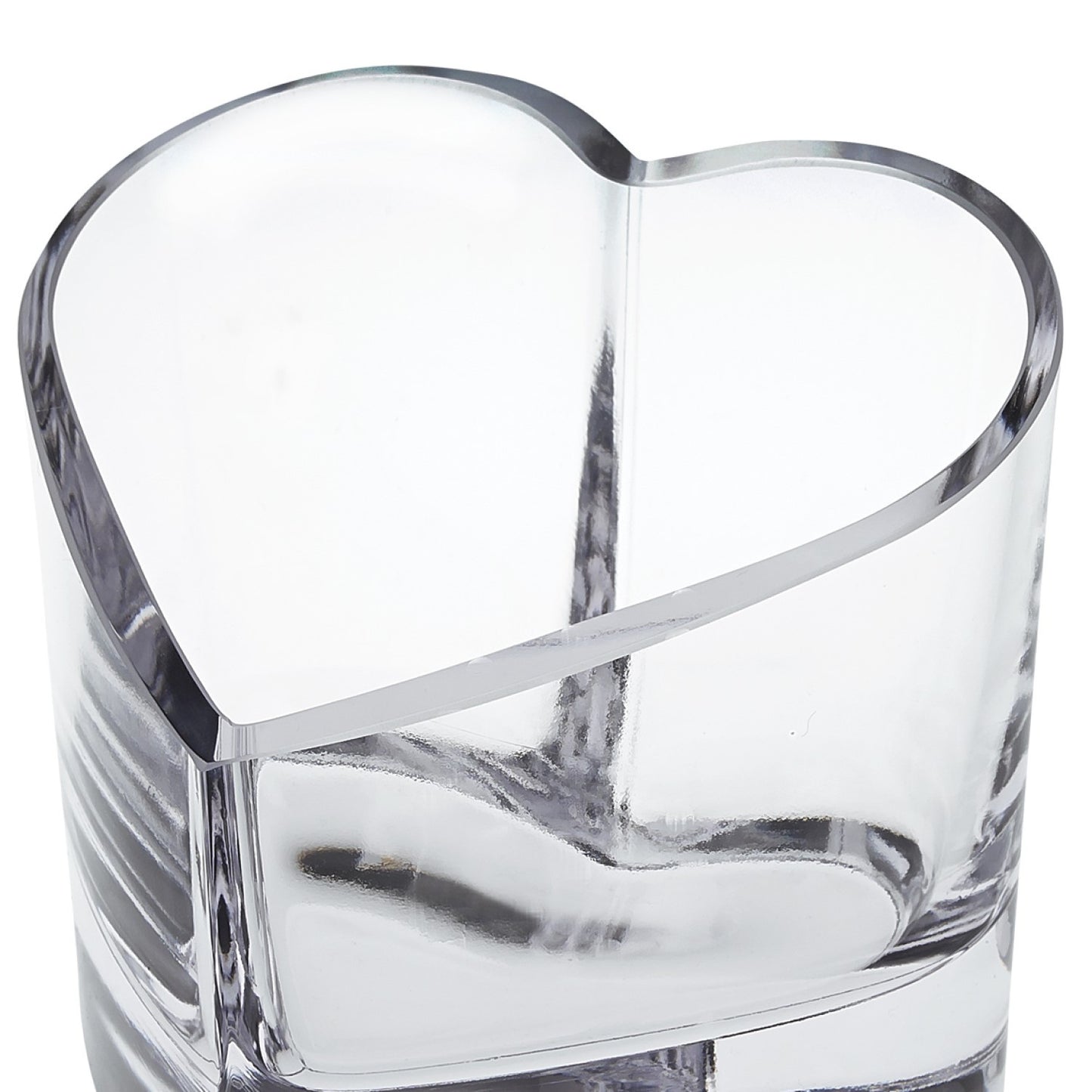 Clear Mouth Blown European Crystal Heart Bowl