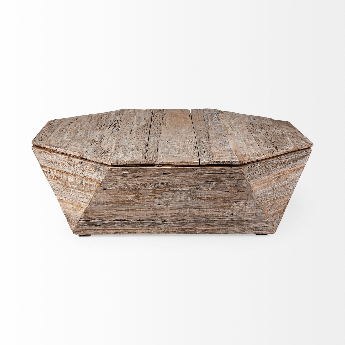 Natural Octagon Distressed Lift Top Coffee Table