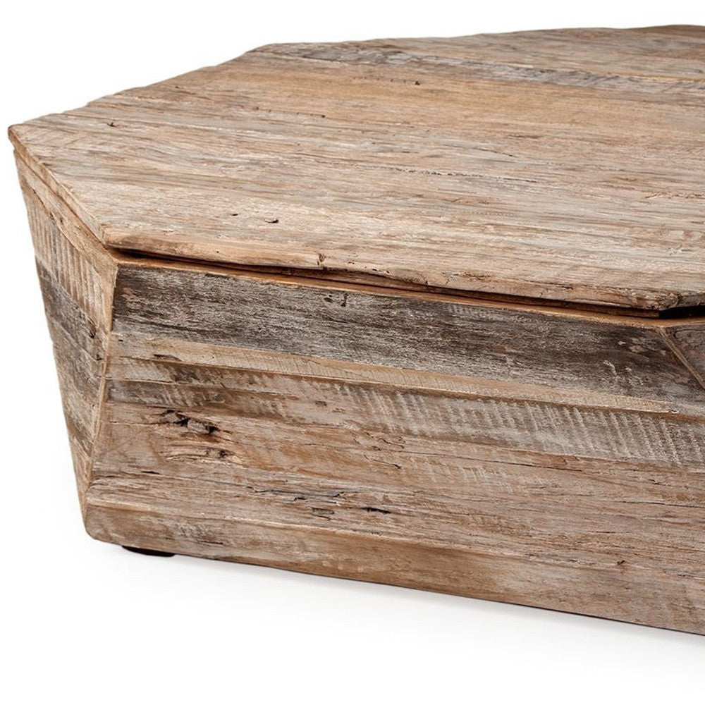 Natural Octagon Distressed Lift Top Coffee Table