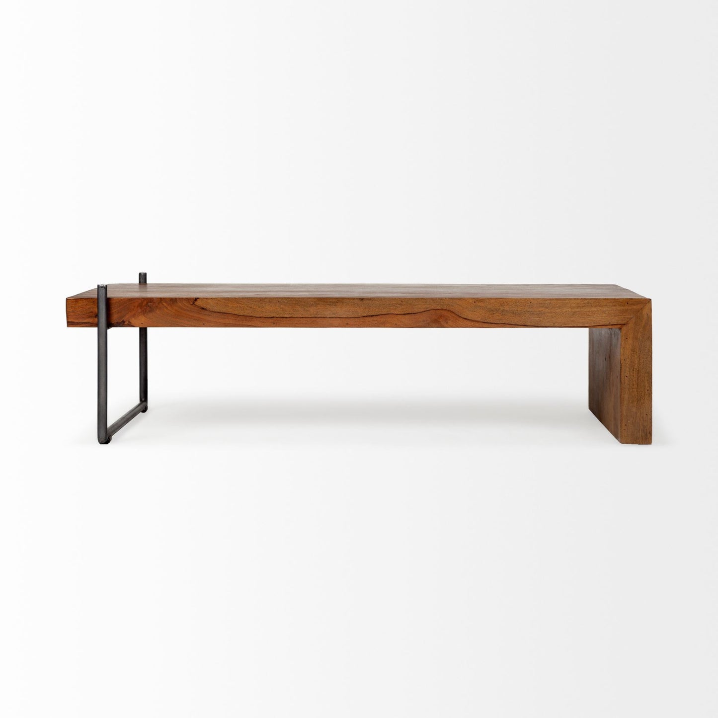 Brown & Black Solid Wood & Metal Nesting Tables
