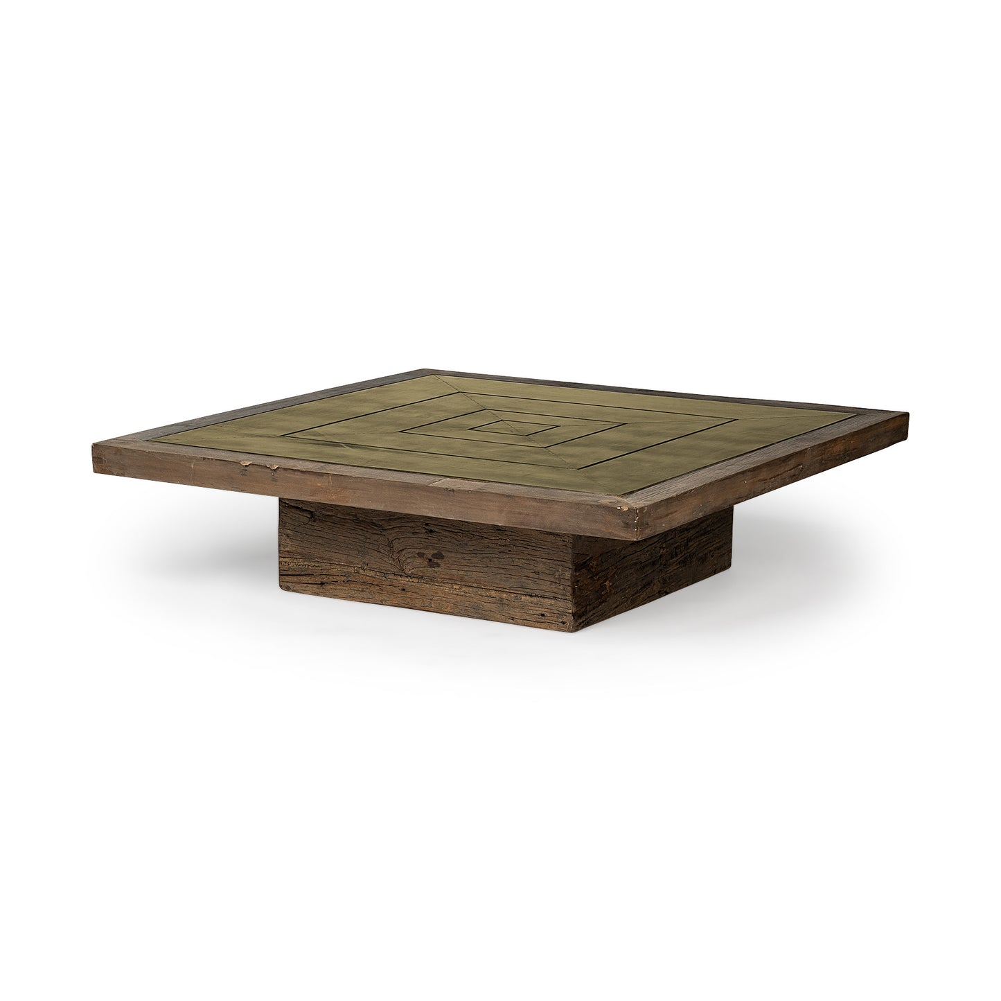 Brown Solid Wood Square Distressed Coffee Table
