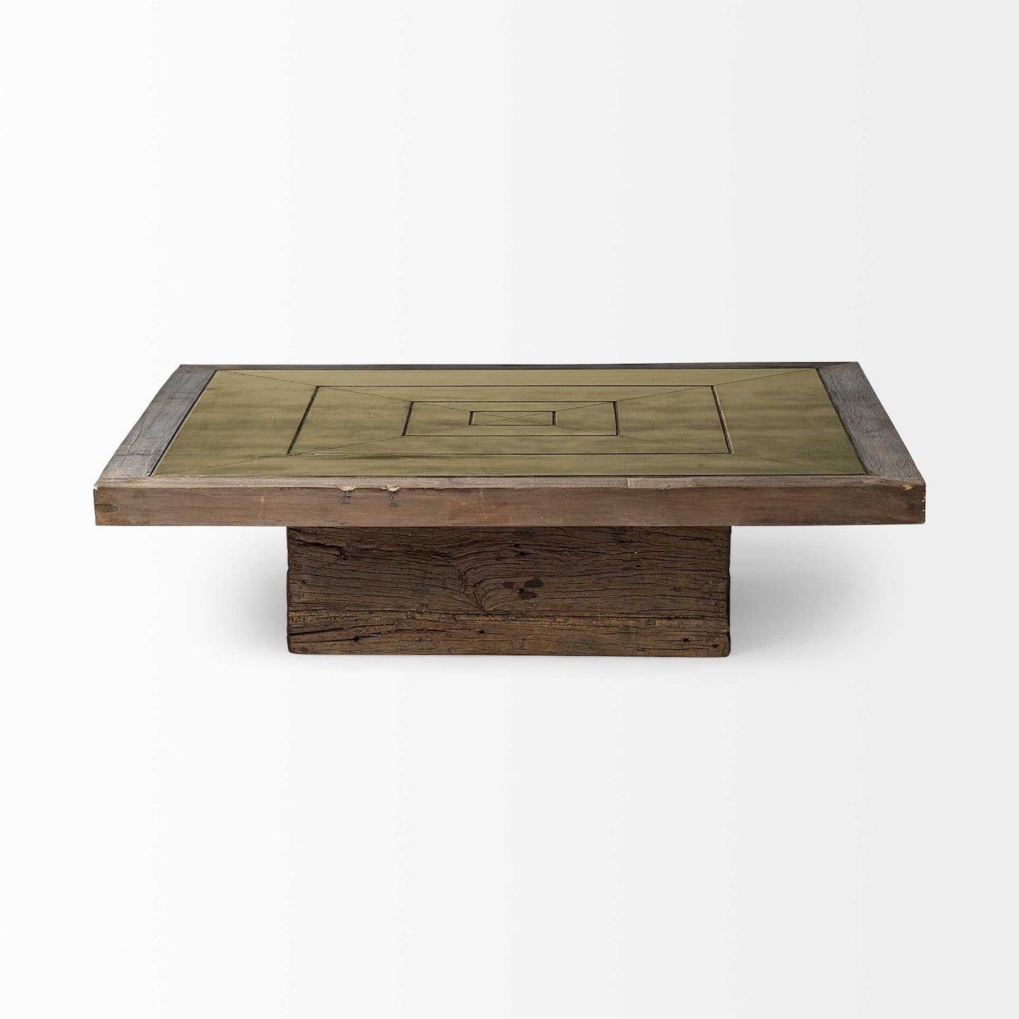 Brown Solid Wood Square Distressed Coffee Table