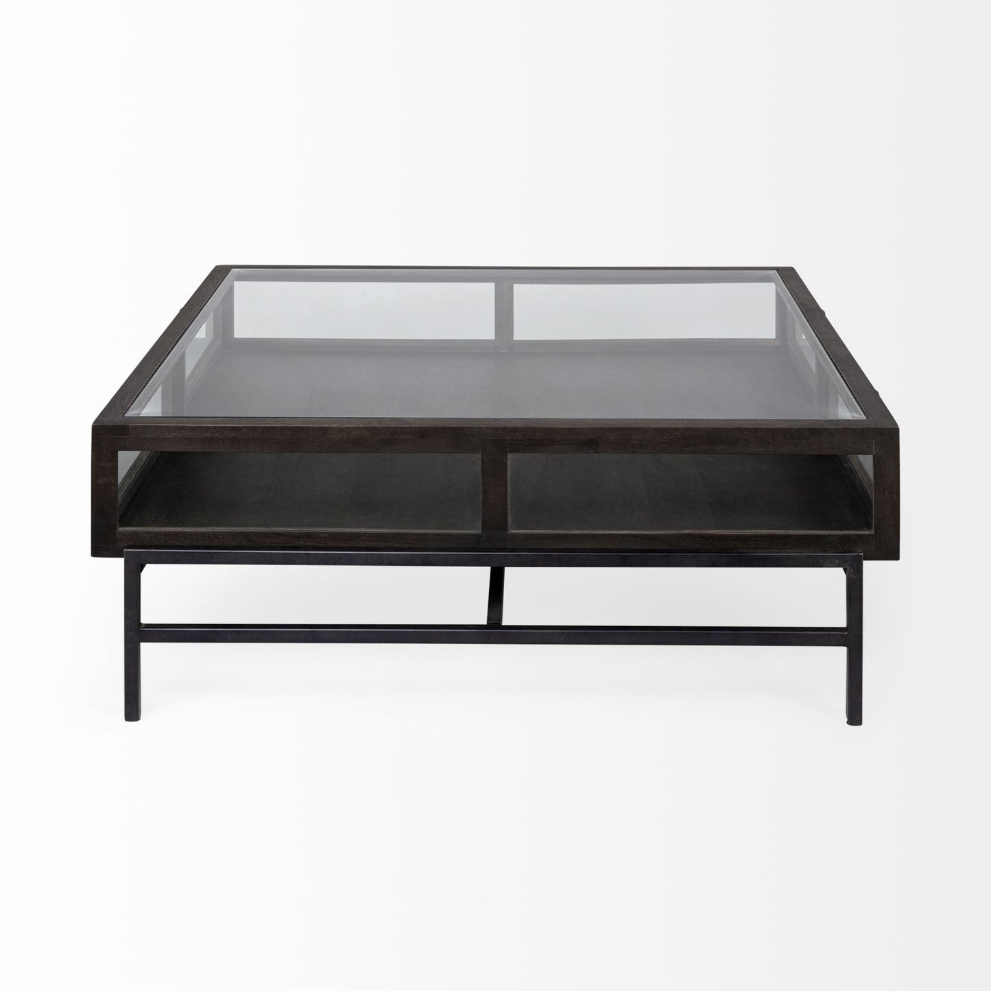 Black & Brown Square Coffee Table w/ 2 Drawers