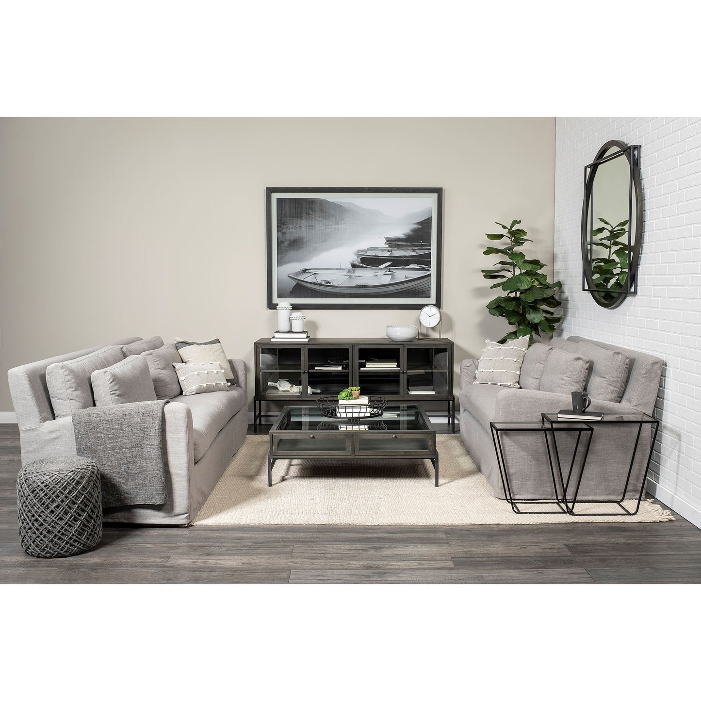 Black & Brown Square Coffee Table w/ 2 Drawers