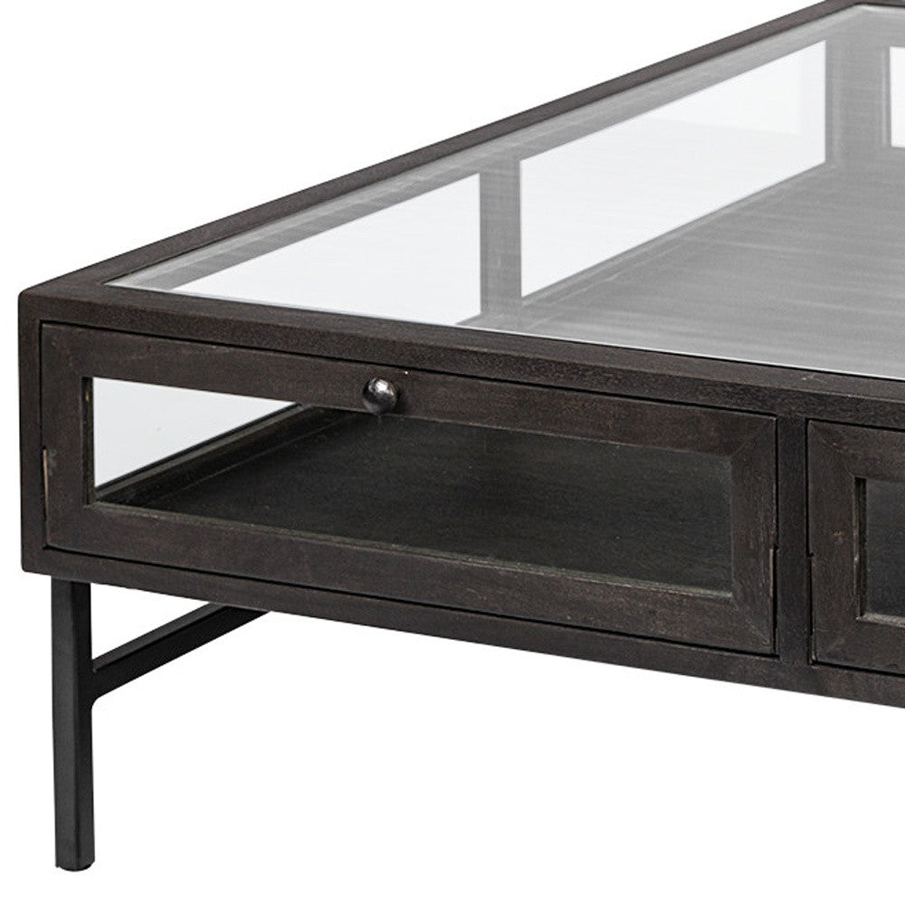 Black & Brown Square Coffee Table w/ 2 Drawers