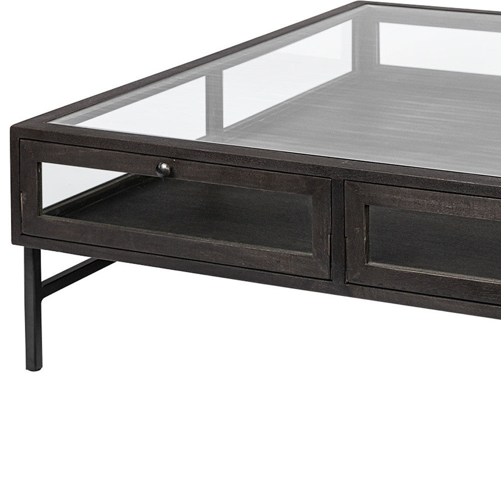 Black & Brown Square Coffee Table w/ 2 Drawers