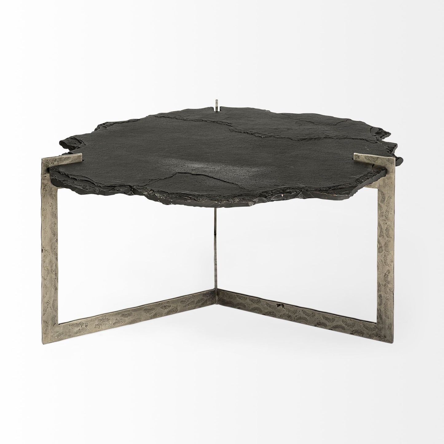 Black & Gold Stone & Iron Free Form Distressed Coffee Table