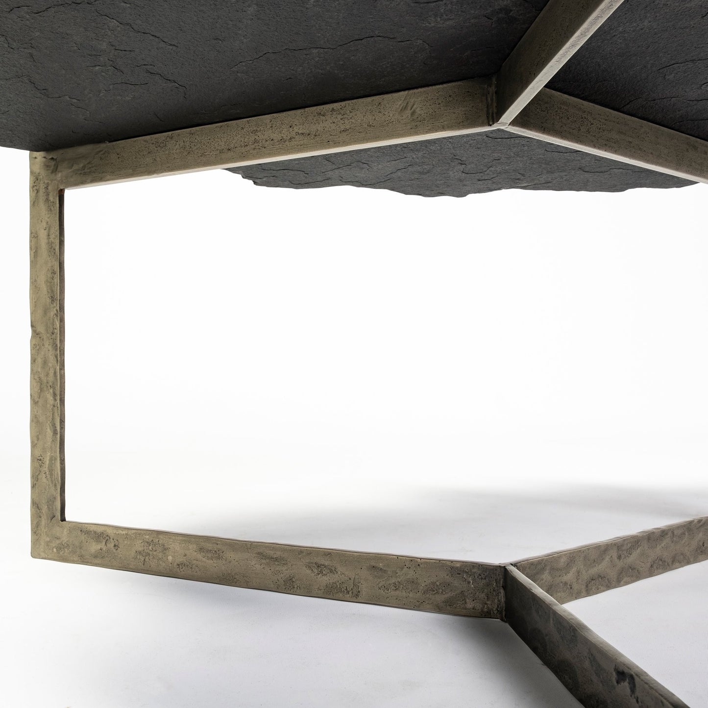 Black & Gold Stone & Iron Free Form Distressed Coffee Table