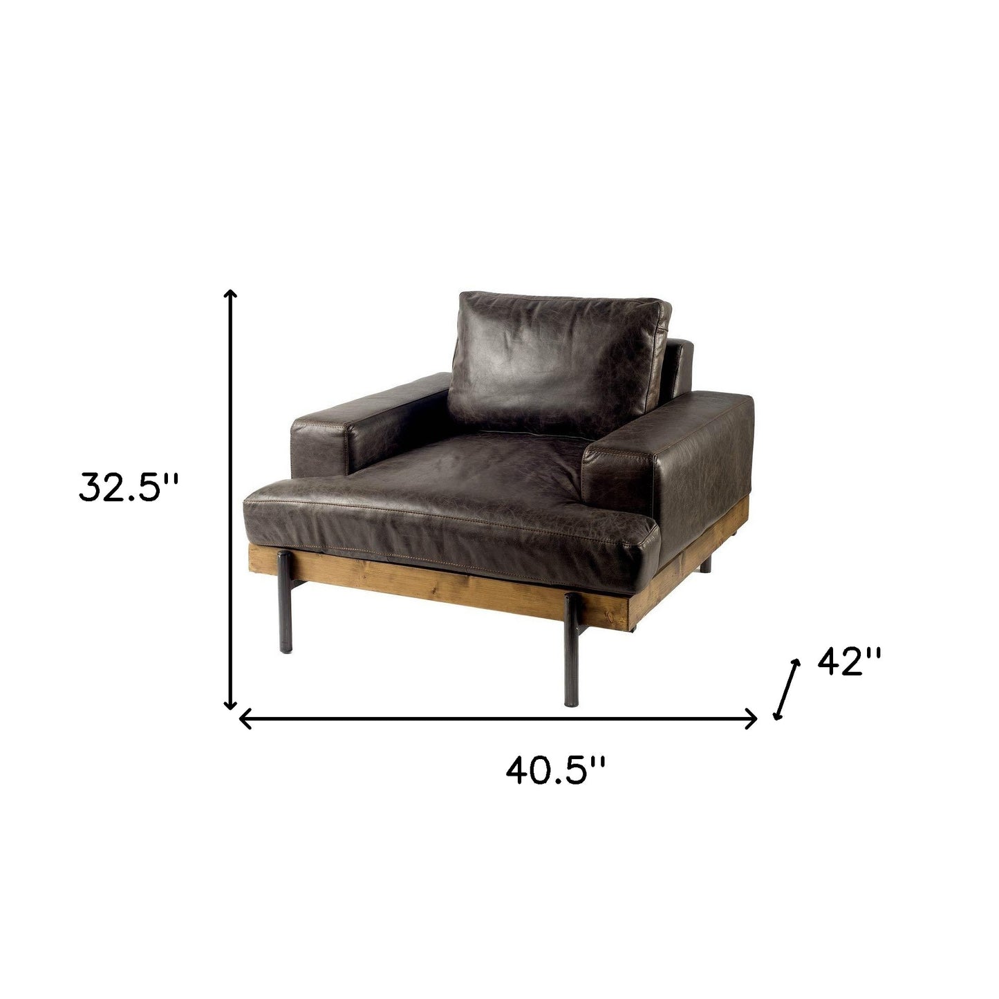 Black Faux Leather Distressed Club Chair