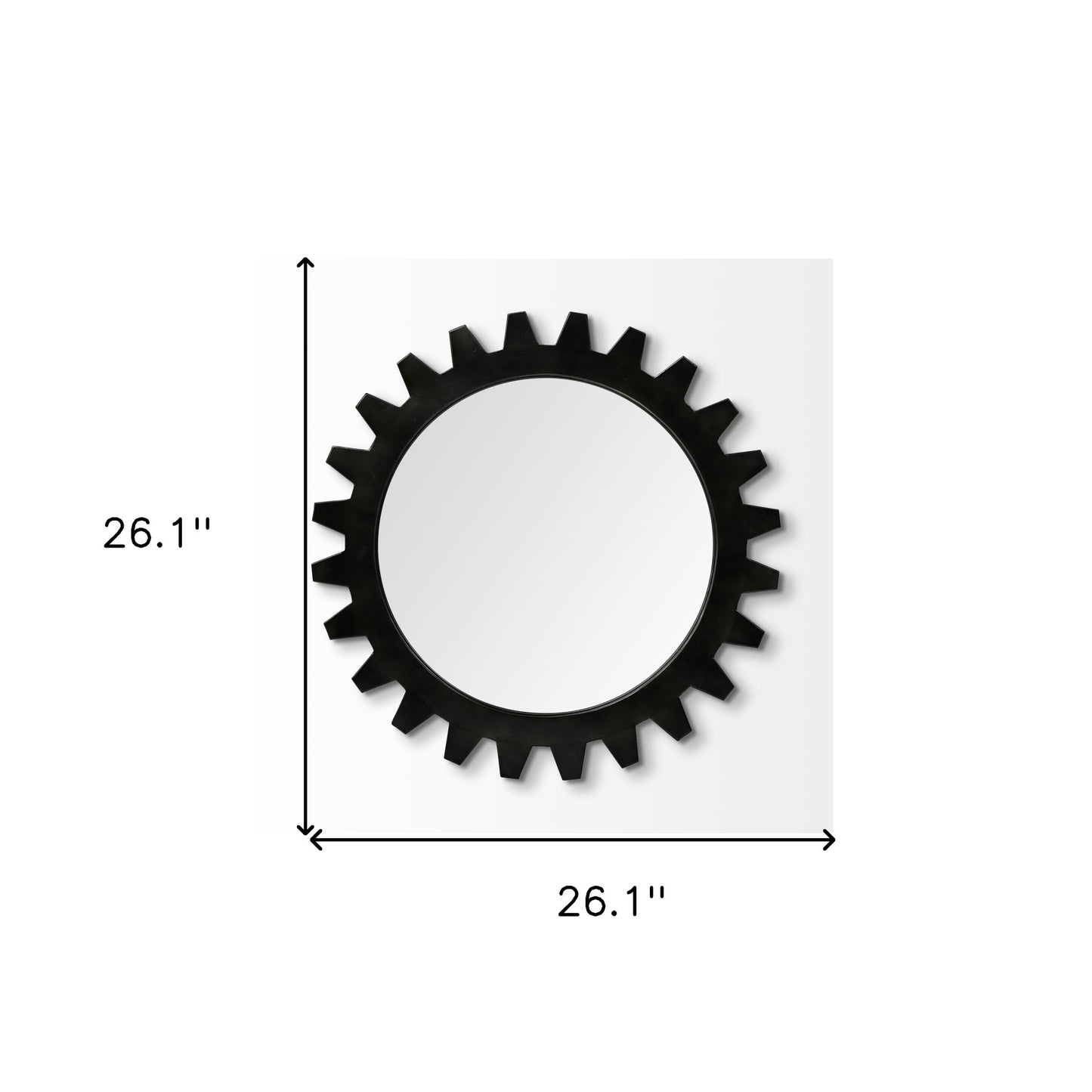 Black Cog Round Metal Frame Wall Mirror
