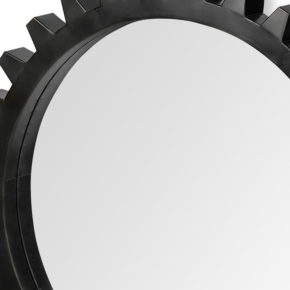 Round Black Metal Frame Wall Mirror