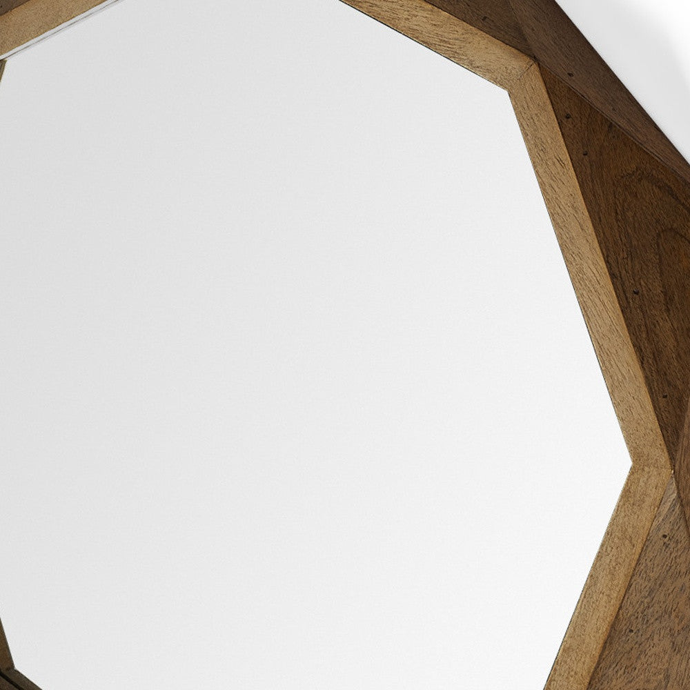 Octagon Wooden Frame Wall Mirror