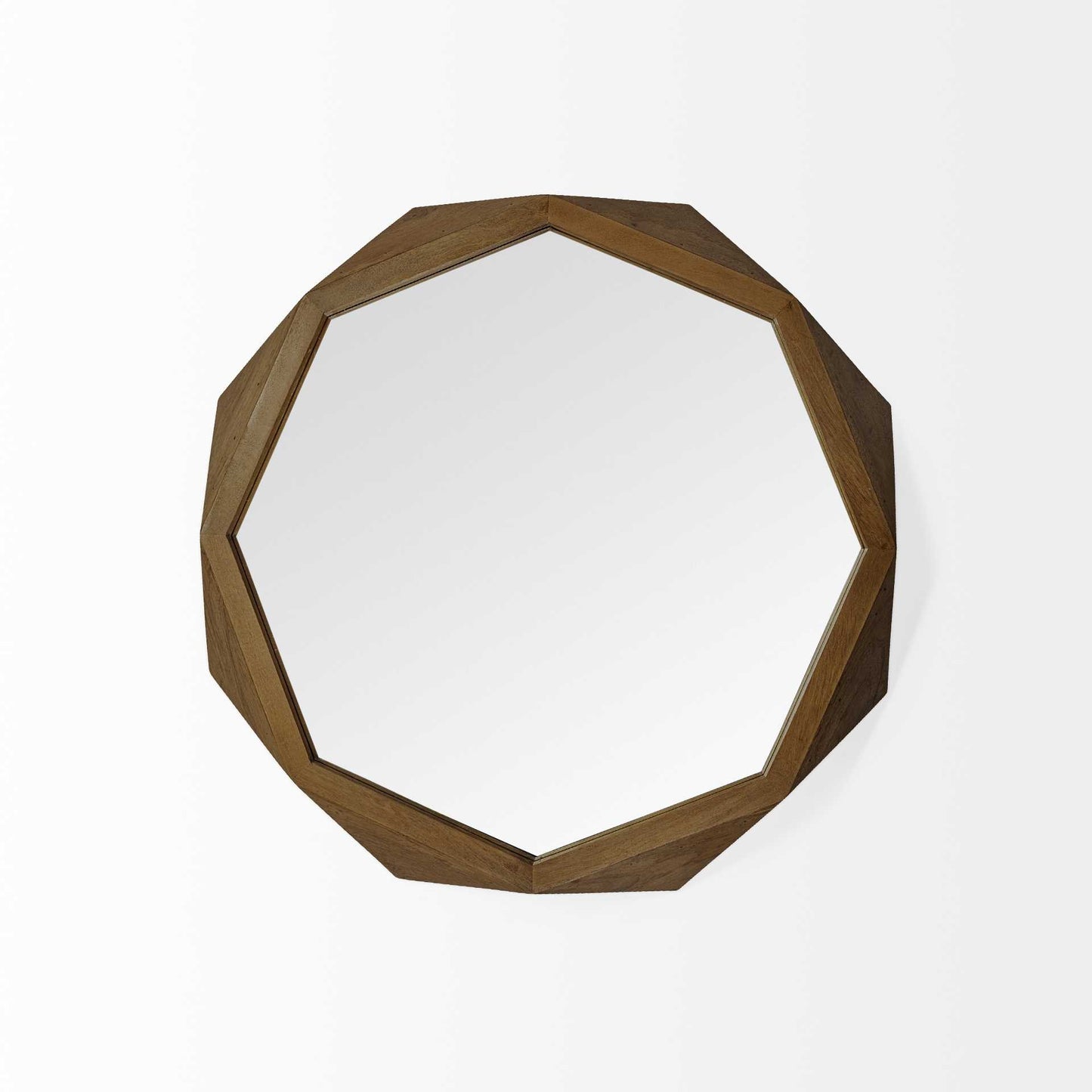 Octagon Wooden Frame Wall Mirror