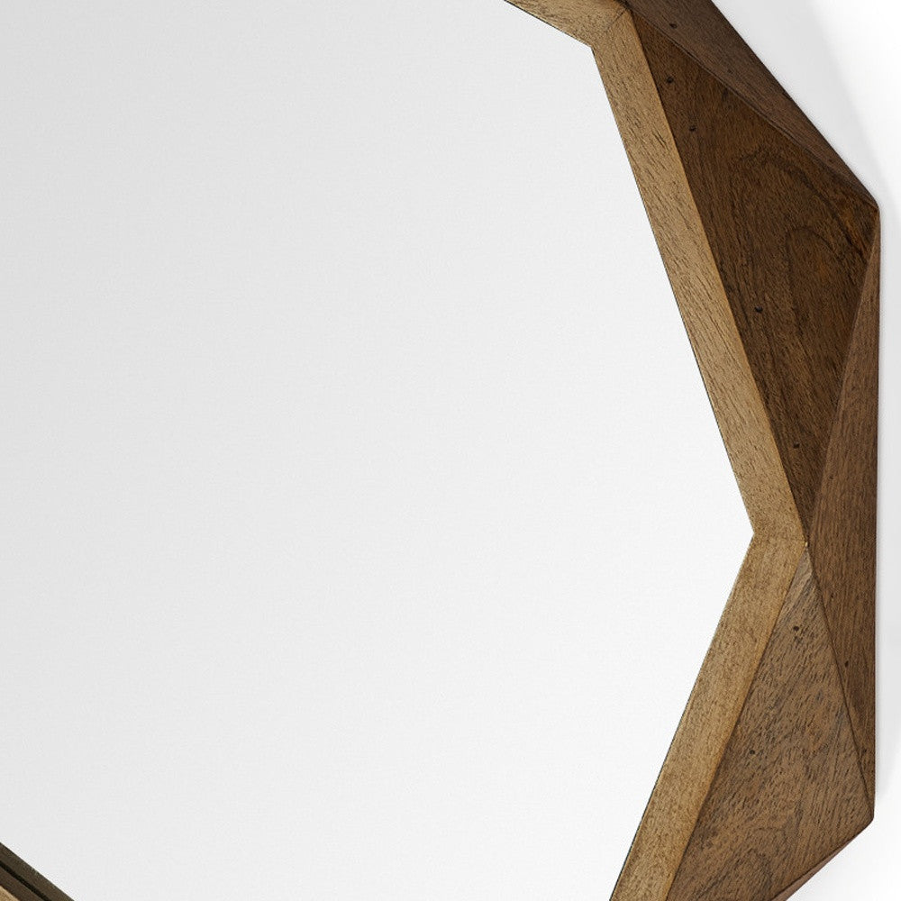 Octagon Wooden Frame Wall Mirror