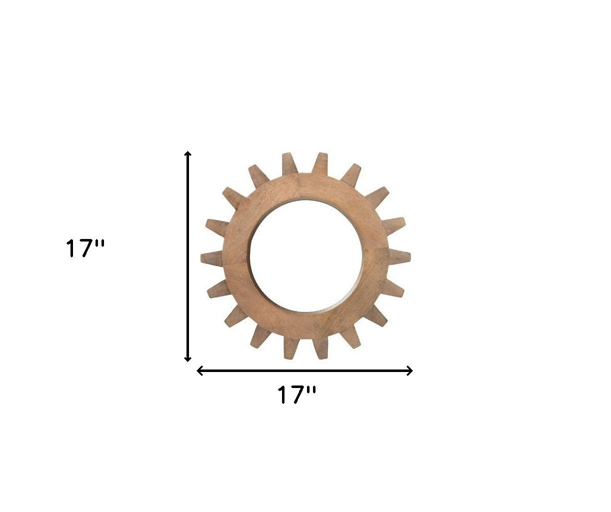 Cog Round Walnut Finish Frame Wall Mirror