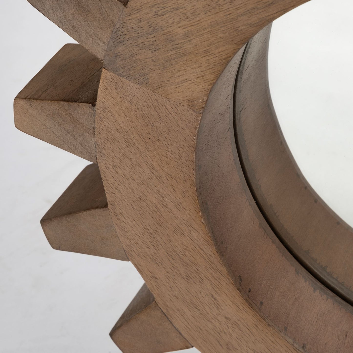 Cog Round Walnut Finish Frame Wall Mirror