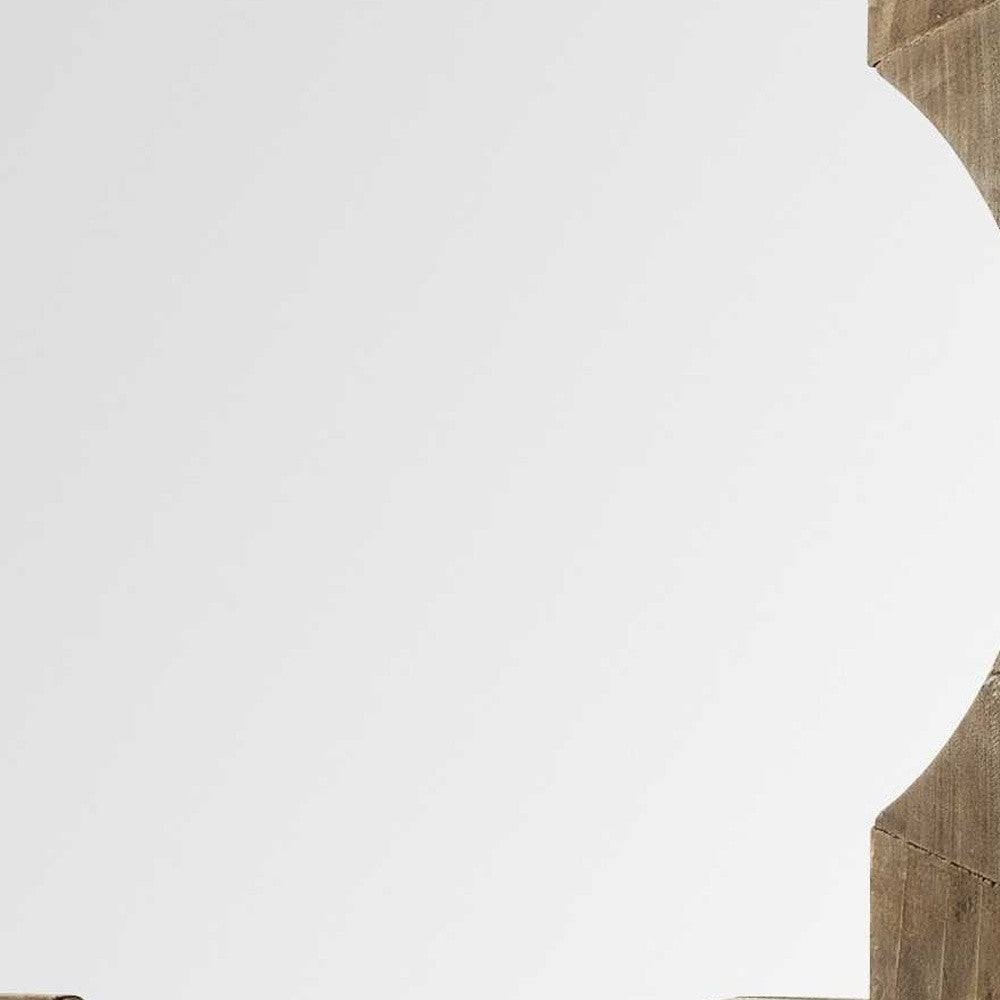 Round-Square Brown Wood Frame Wall Mirror