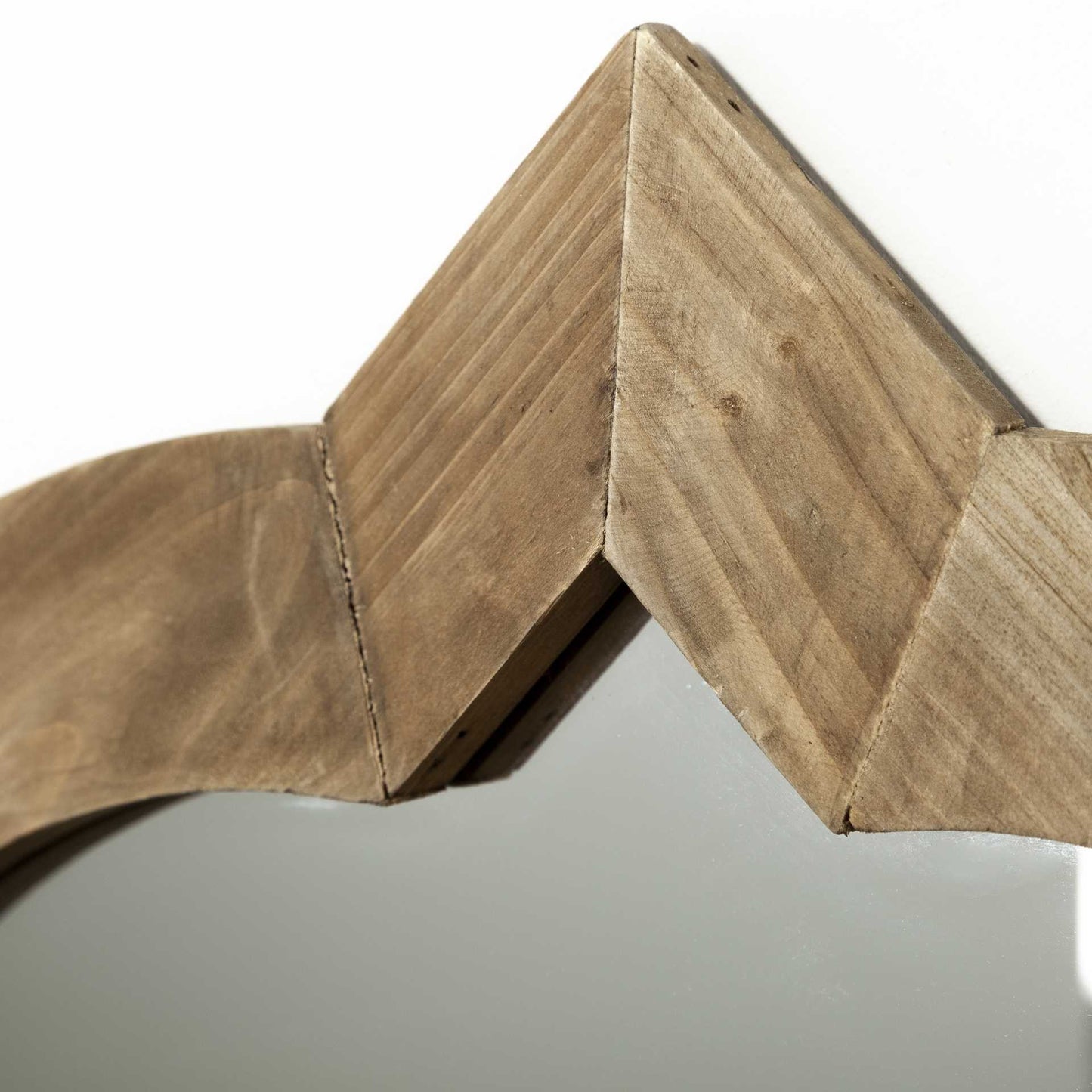 Round-Square Brown Wood Frame Wall Mirror