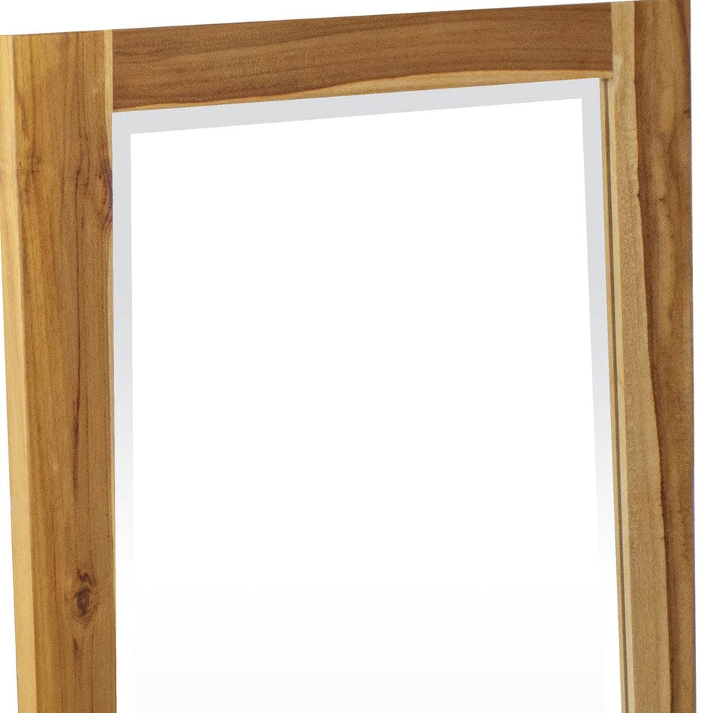 Solid Teak Wall Mirror In Natural Finish
