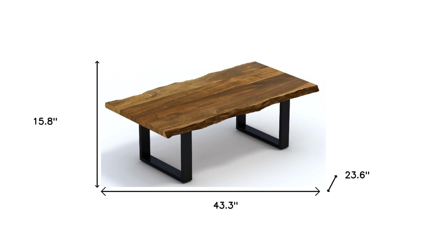 Brown Solid Wood & Iron Coffee Table
