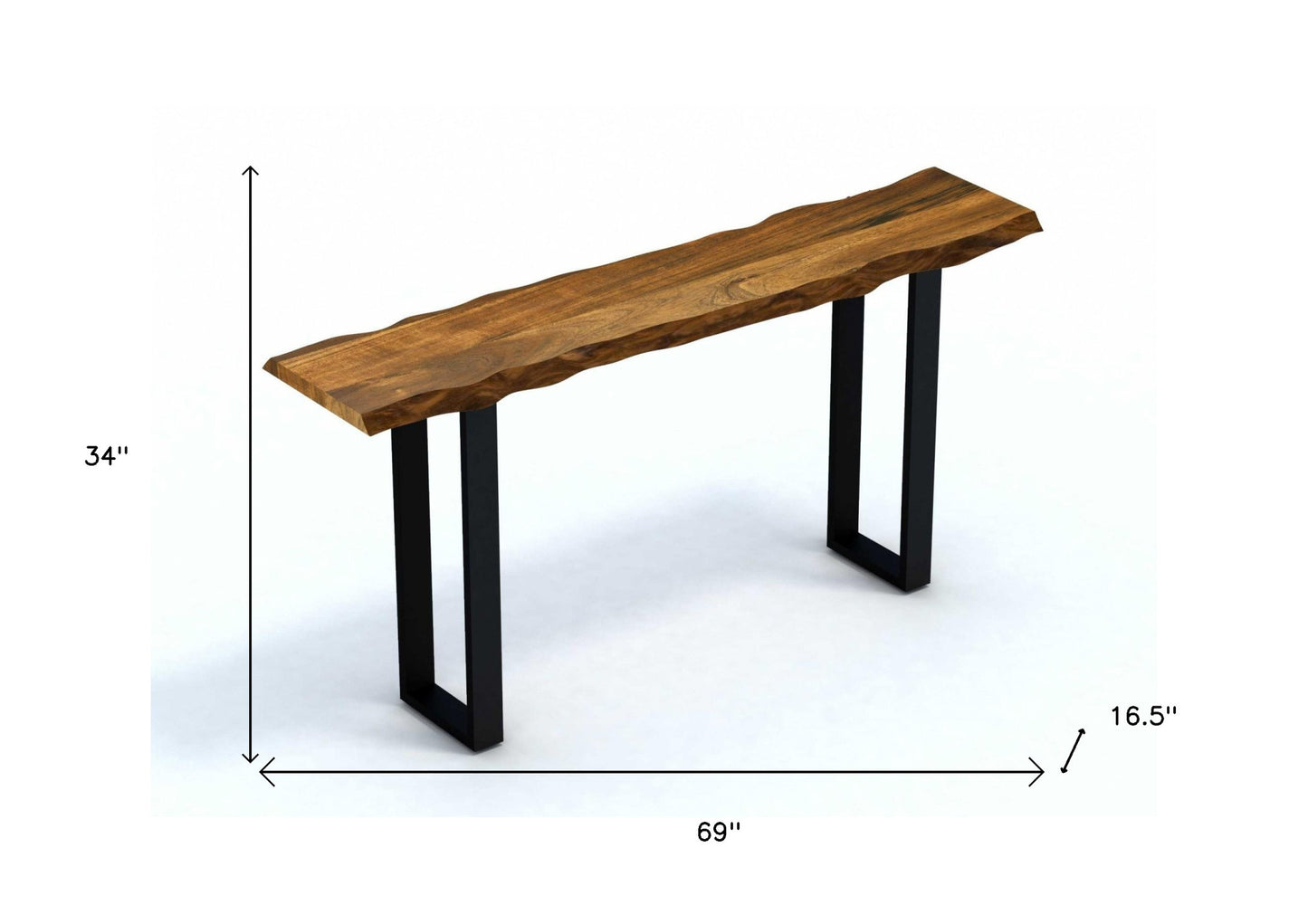 Brown & Black Solid Wood Distressed Sled Console Table