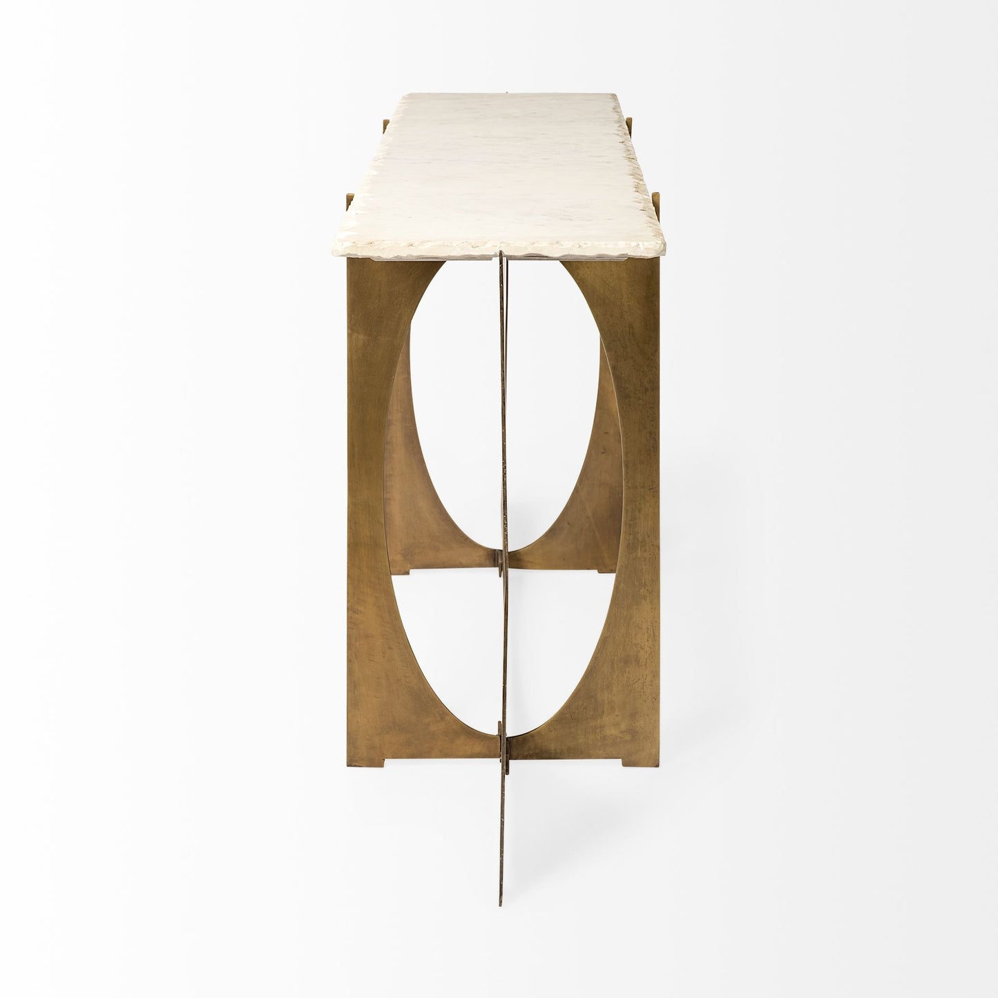 White & Gold Genuine Marble & Metal Console Table
