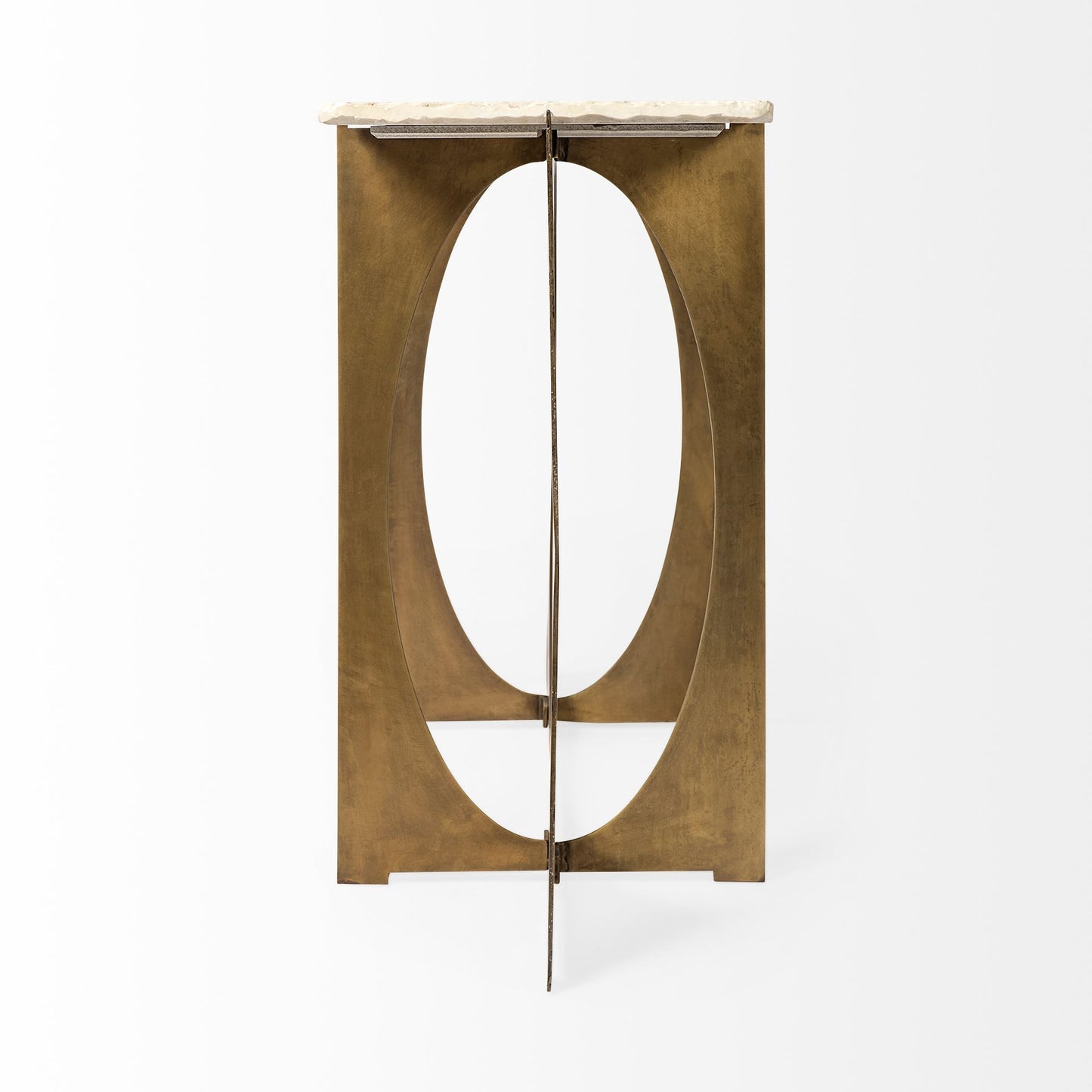 White & Gold Genuine Marble & Metal Console Table