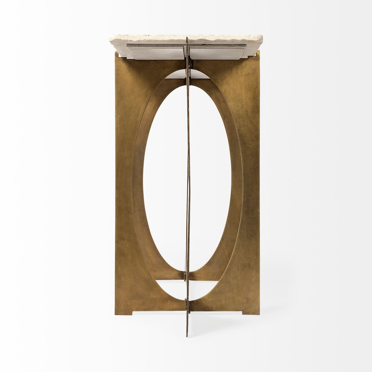 White & Gold Genuine Marble & Metal Console Table