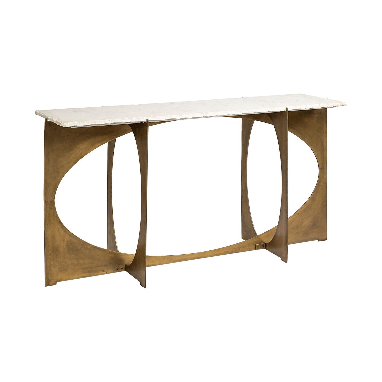 White & Gold Genuine Marble & Metal Console Table