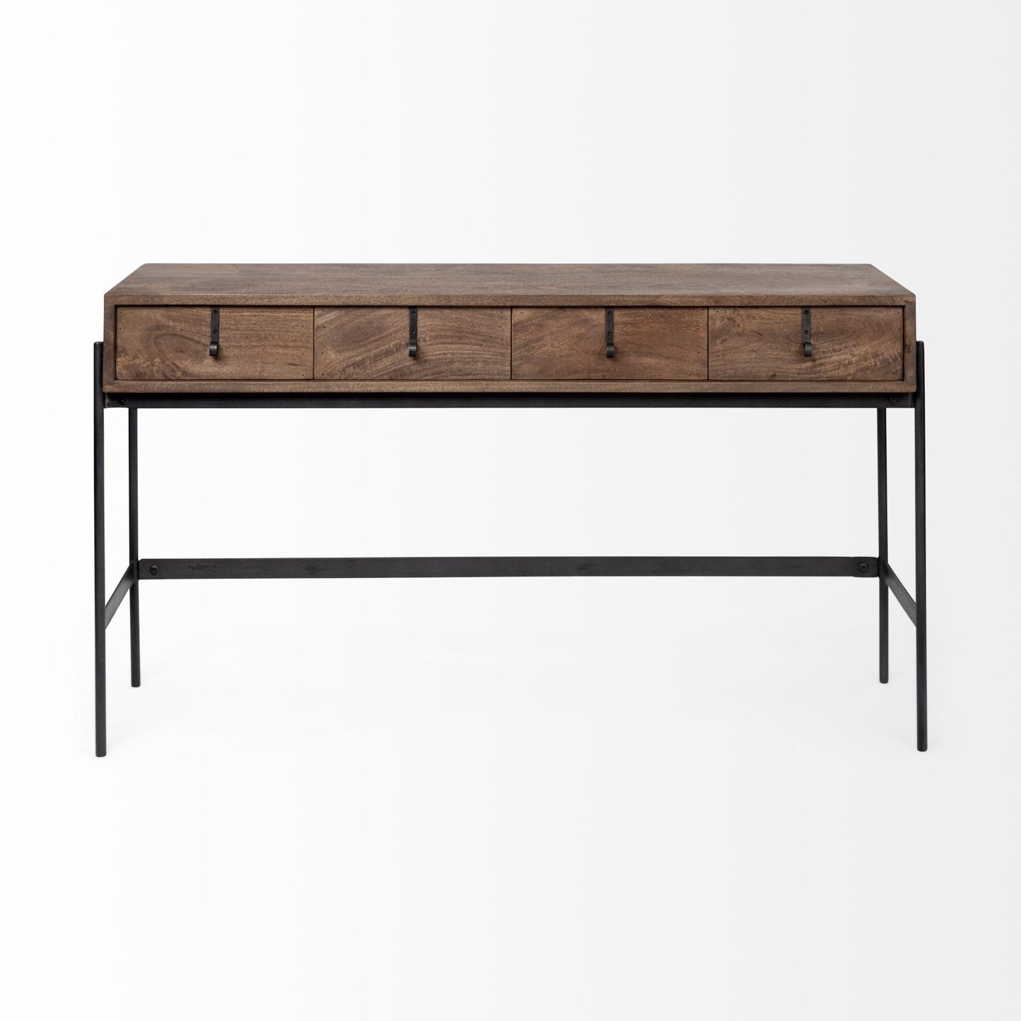 Brown/Black Solid Wood & Metal Console Table