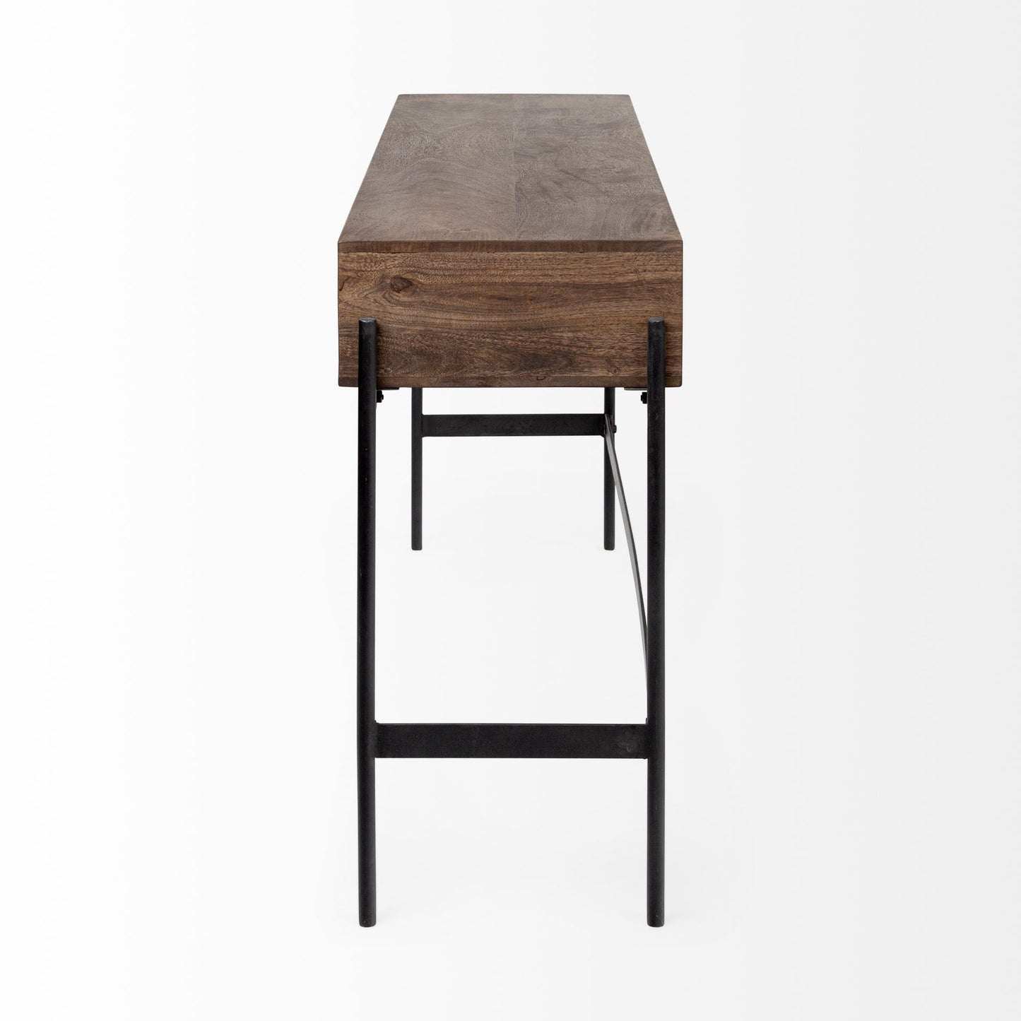 Brown/Black Solid Wood & Metal Console Table