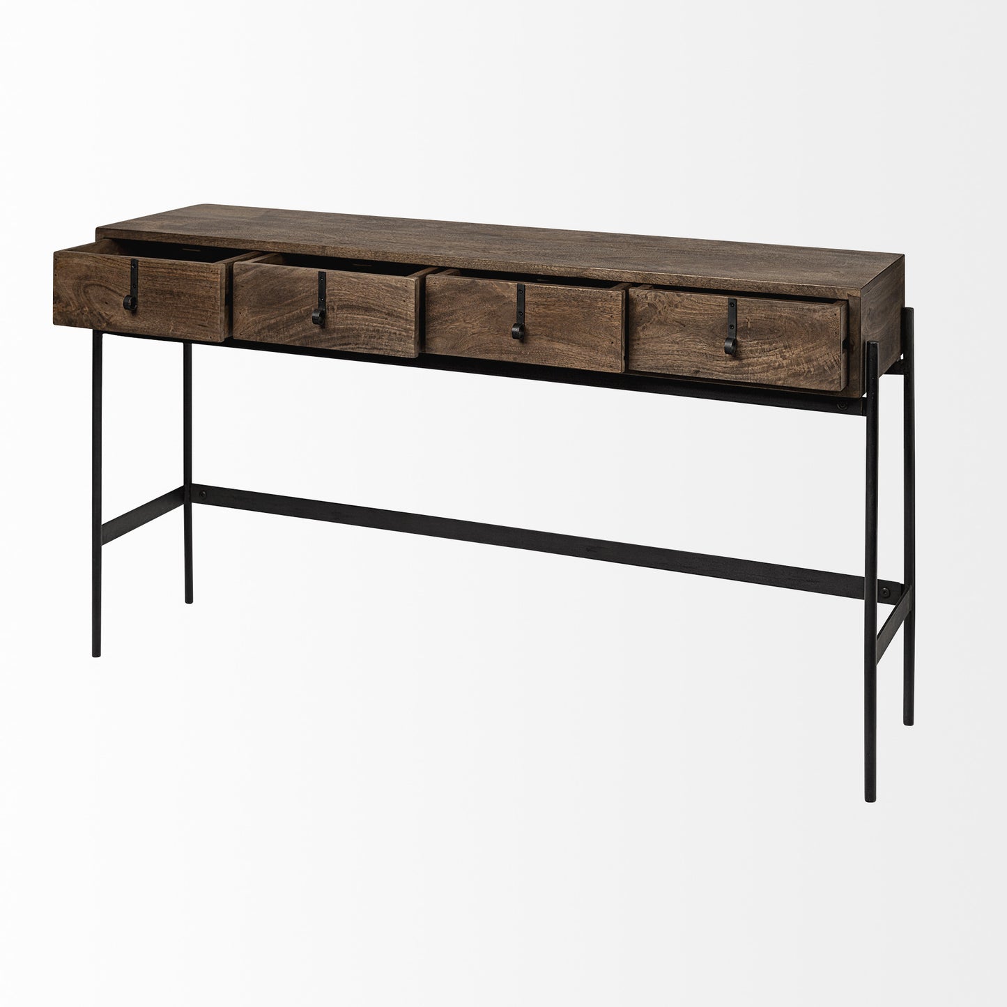 Brown/Black Solid Wood & Metal Console Table
