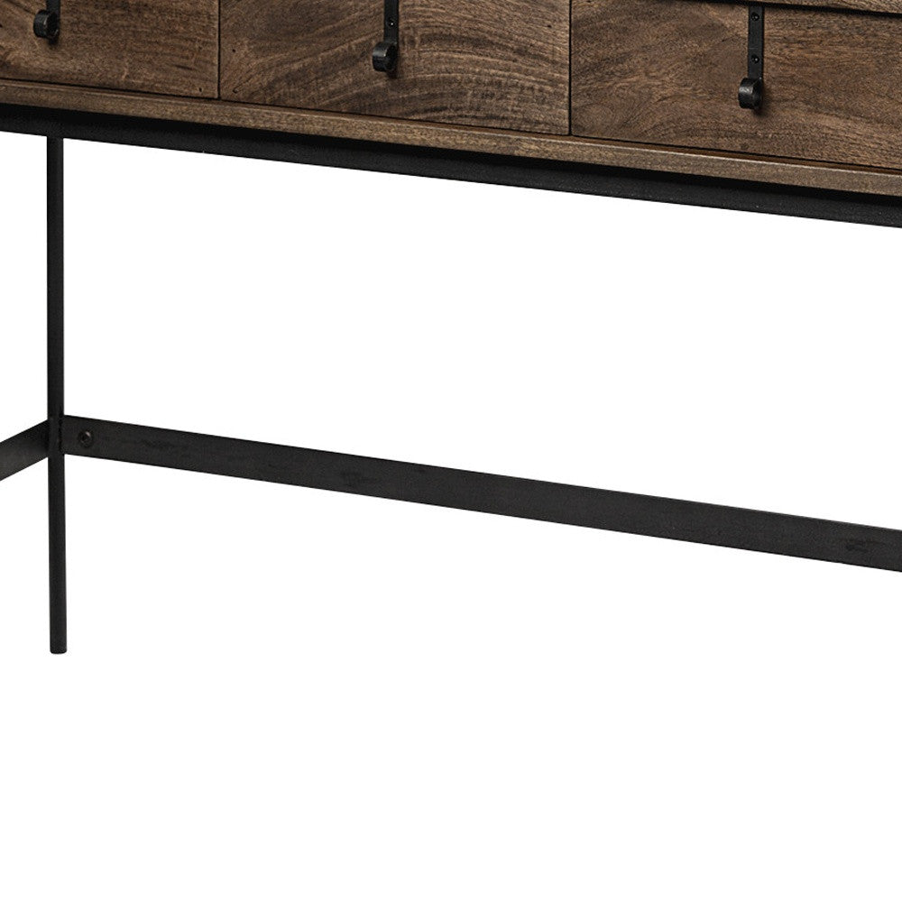 Brown/Black Solid Wood & Metal Console Table