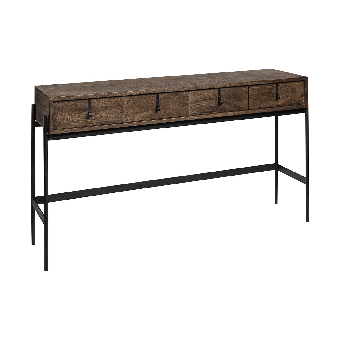 Brown/Black Solid Wood & Metal Console Table